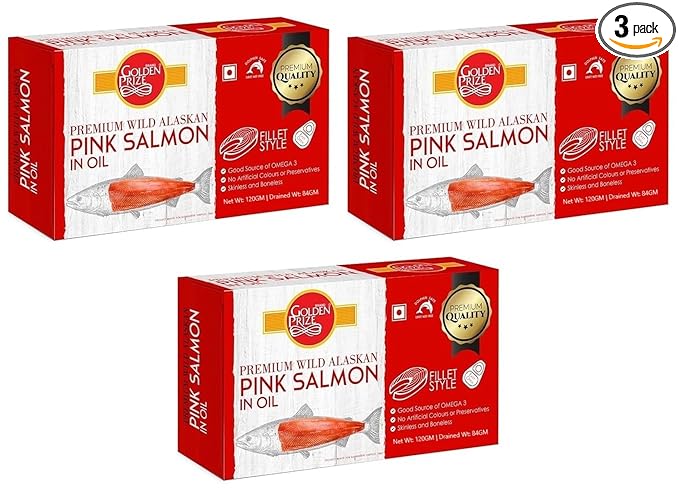 Golden Prize Pink Salmon Fillets in Oil 120Gms Each - Pack of 3 Units
