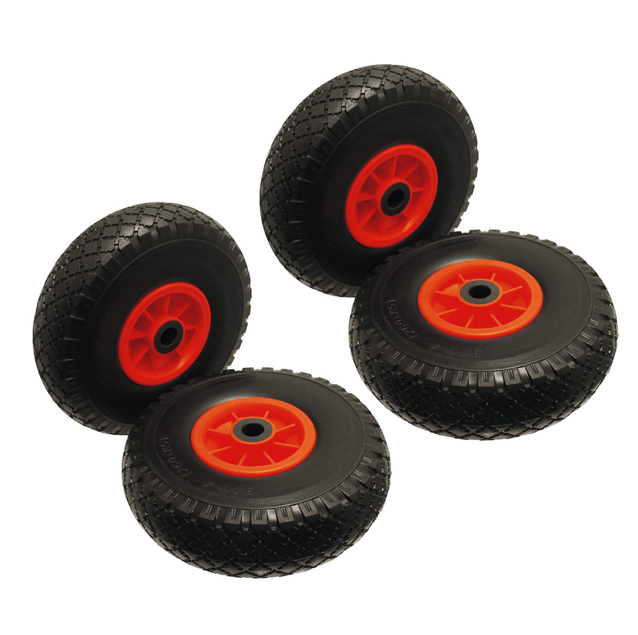 Productpro Black Product Pro 4 X 10" Red Puncture Proof Wheel 3.00-4 Plastic Rim For 20Mm Axle Shaft