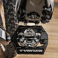 Vista 7 de VENZO Click'R - Pedales sellados para bicicleta de montaña Shimano SPD con tacos – Pedales sin clip de doble plataforma para bicicleta de montaña