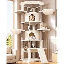 Globlazer 73in Corner Stable Cat Tree for Indoor Cats, C73, Beige