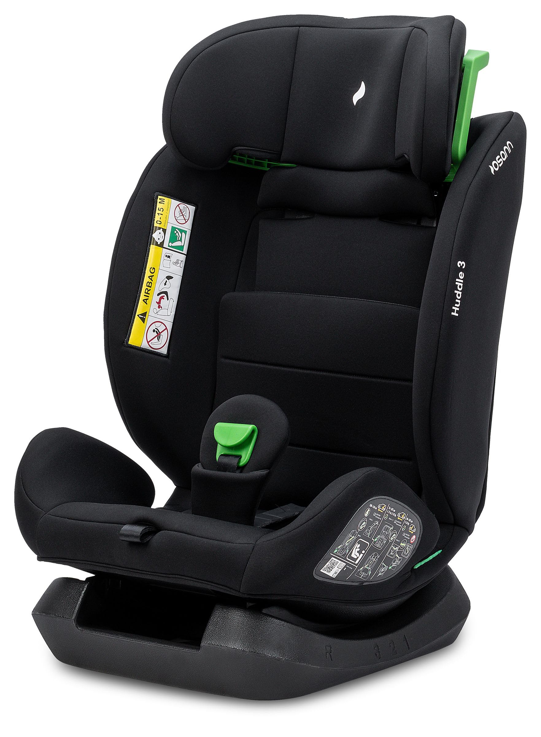 Seggiolino auto Huddle 3 isize altezza bambino da cm 40 a cm 150 dalla nascita a 12 anni installazione con cinture dell'auto senza isofix
