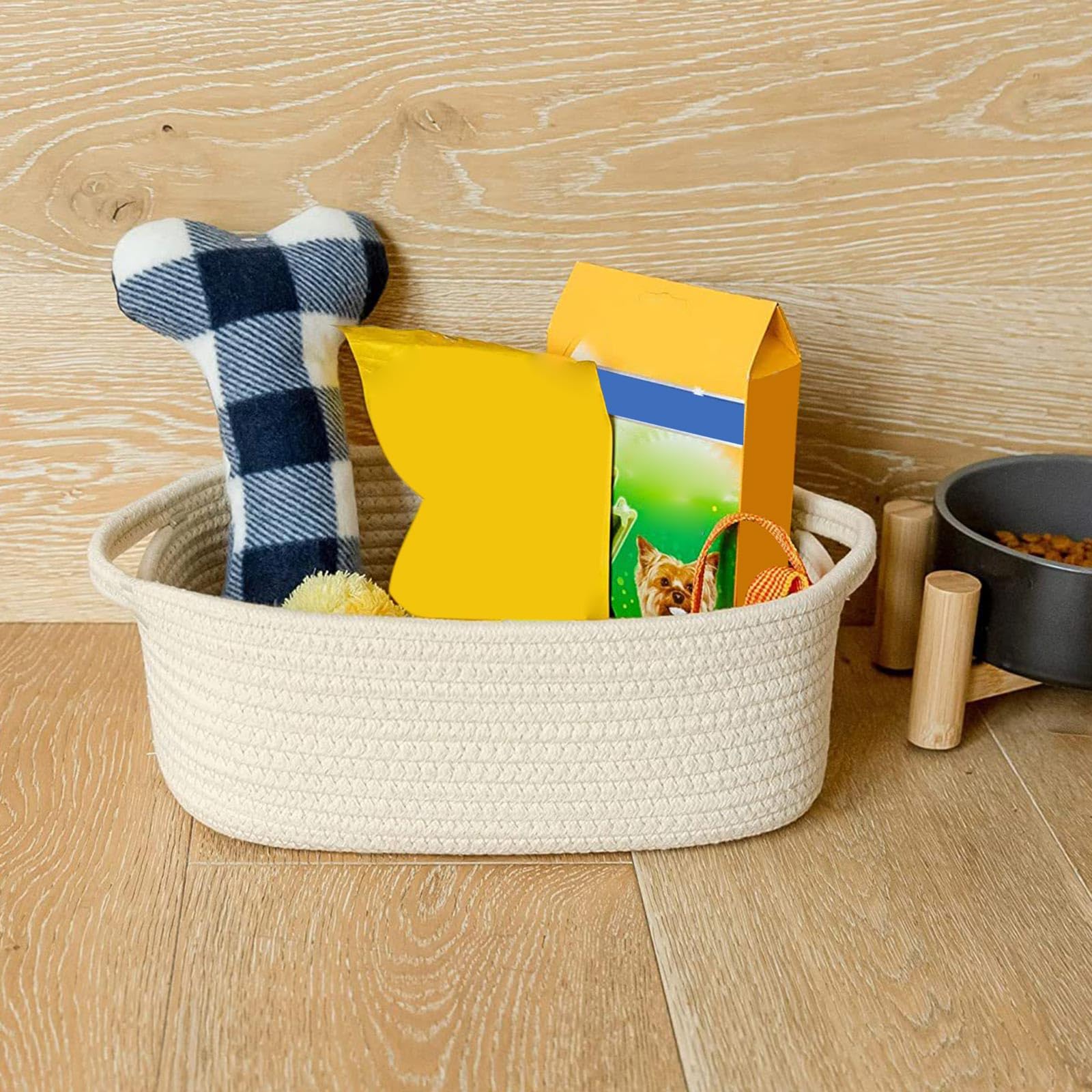 Juego de 5 cestas apilables de cuerda de algodón resistentes para organización del hogar, adecuadas para ropa y juguetes, uso diario, cestas organizadoras de ropa