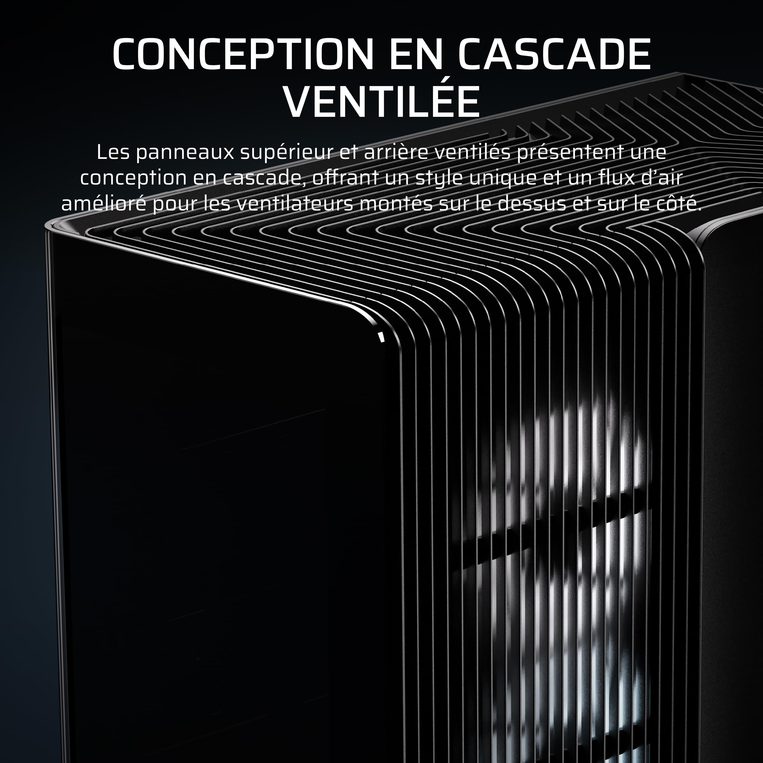 CORSAIR Frame 4500X RS-R ARGB Boîtier PC Moyen-Tour en Verre Panoramique – Système de Fixation du Ventilateur InfiniRail, Peut Accueillir Deux Radiateurs de 360 mm, 3X Ventilateurs RS120-R – Noir