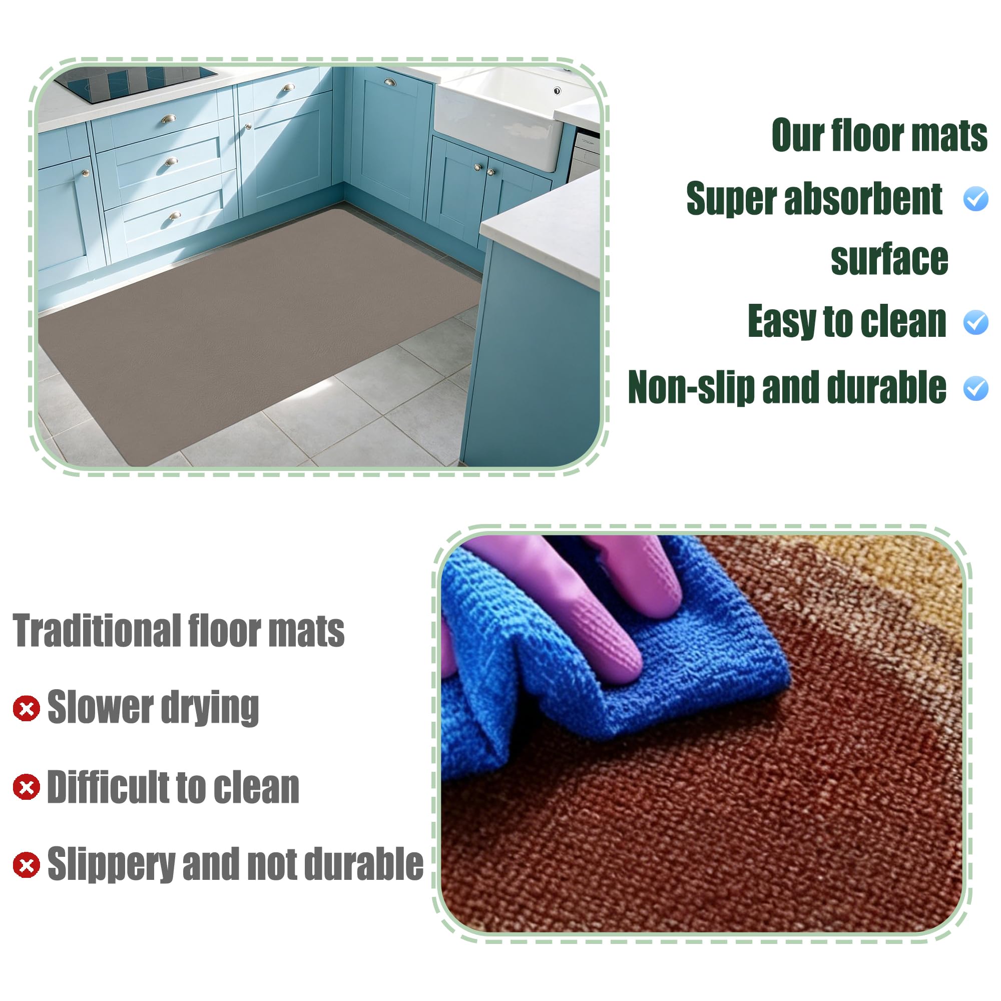 JIAFANG Alfombra Diatomita Baño 105 x 118 cm Super Absorbente Alfombrilla de Ducha Antideslizante Higiénico y Funcional para Bañera, Ducha, Cuarto de Baño y Cocina, marrón