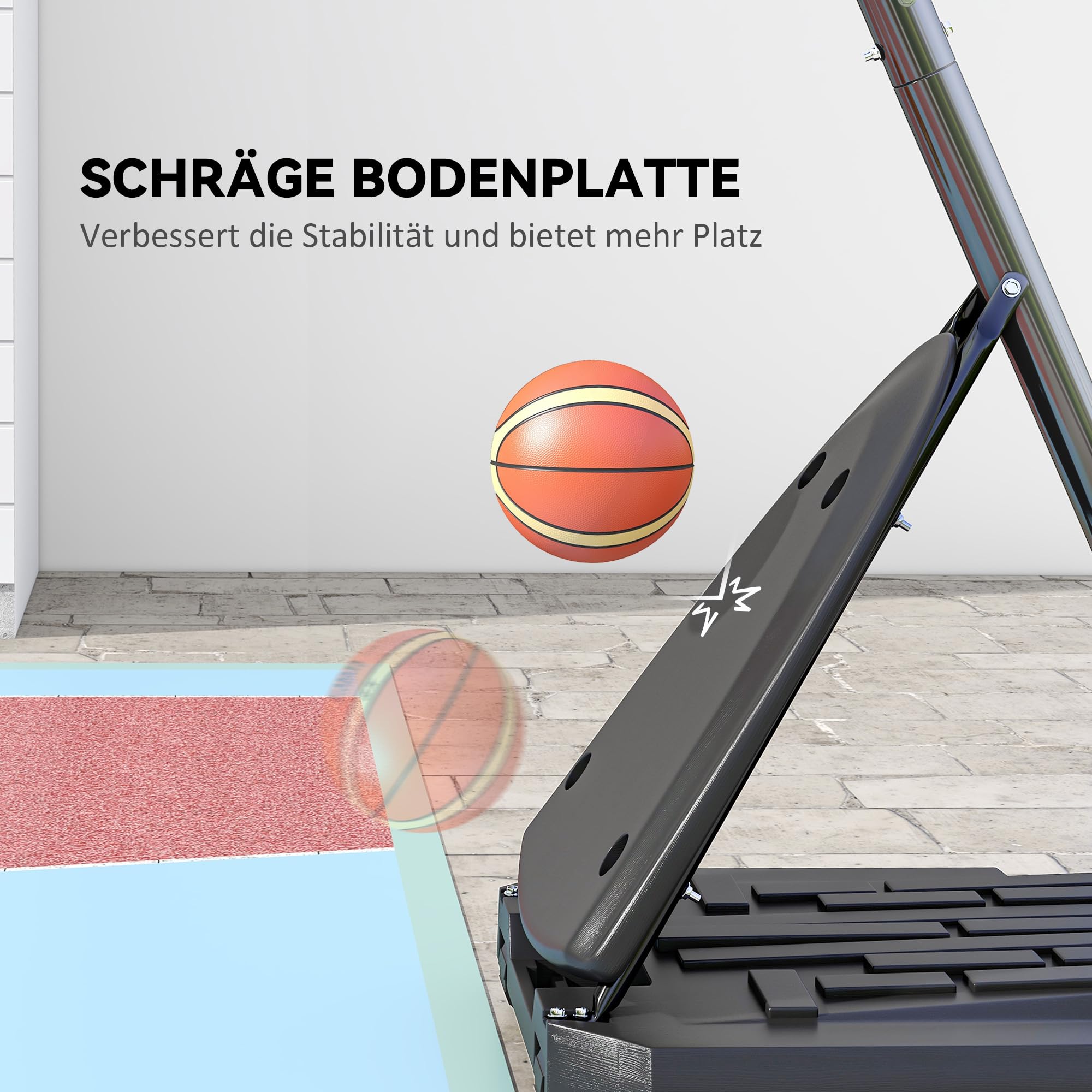 SPORTNOW Basketballkorb Outdoor Basketballständer mit Rollen 107x70cm Rückwand, Mobiler Basketballkorb mit Ständer, verstellbare Korbhöhe 236-293 cm, Basketballanlage für Jugendliche Erwachsene