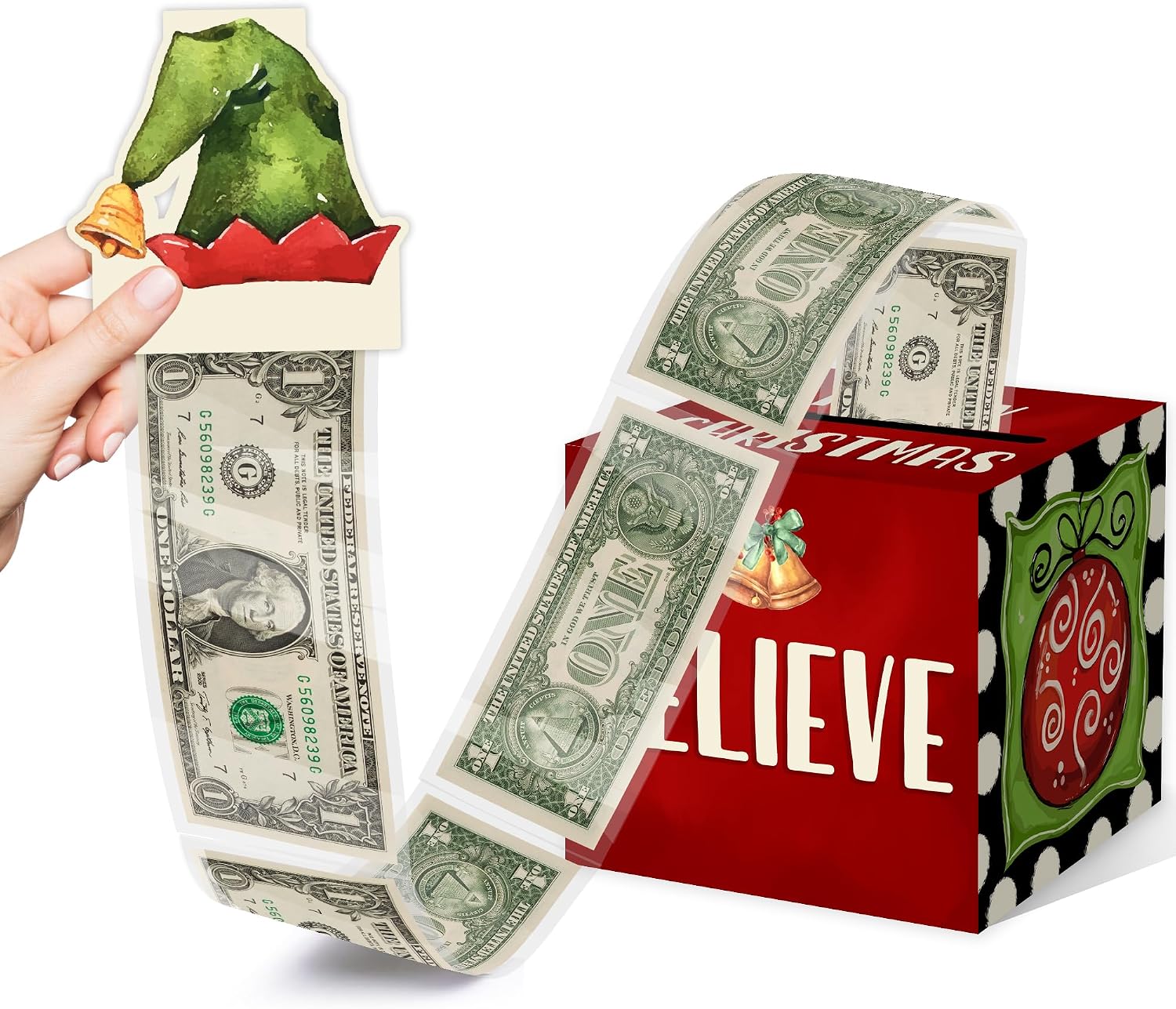 Christmas Party Gifts, Merry Christmas Cash Box Gifts, Xmas Money Gift Box with Christmas Hat Pull Out Card and Cash Holder, Xmas Money Gift Boxes for Boys Girls, Merry Christmas Party Decorations