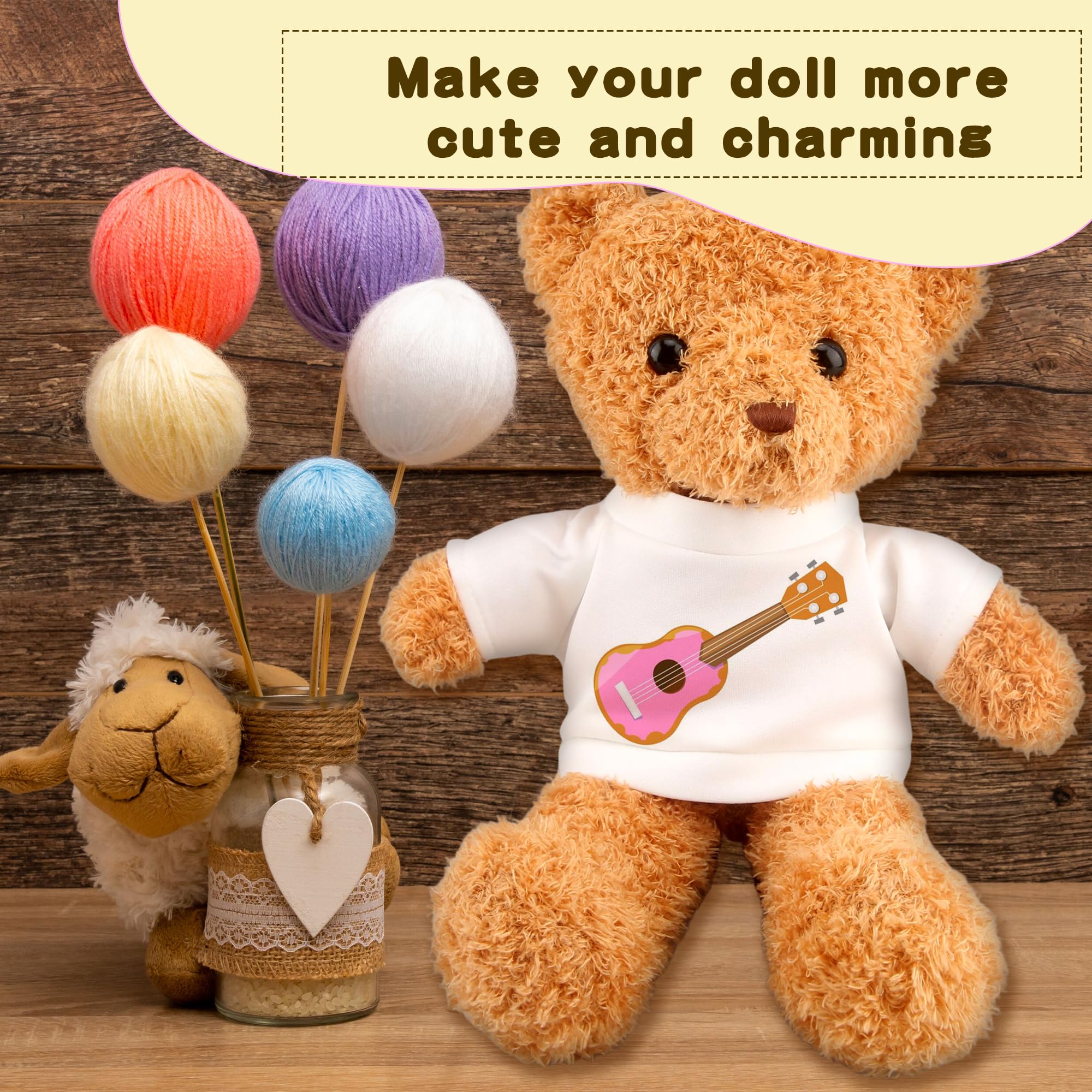 20 Pcs Sublimation Blank Bear Clothes Stuffed Animal Toy White Clothing Include 10 Teddy Bear Blank Shirt with 10 Teddy Bear White Hoodie for 14-18 Inch Stuffed Bears Dolls DIY (Color Style 2) - Image 4