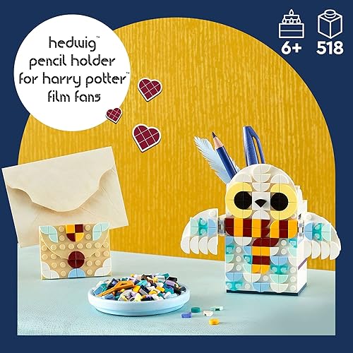Miniatura 2 de LEGO DOTS Harry Potter Hedwig Portalápices 41809, juego de manualidades para niños a partir de 6 años con soporte para lápices Hedwig The Owl y