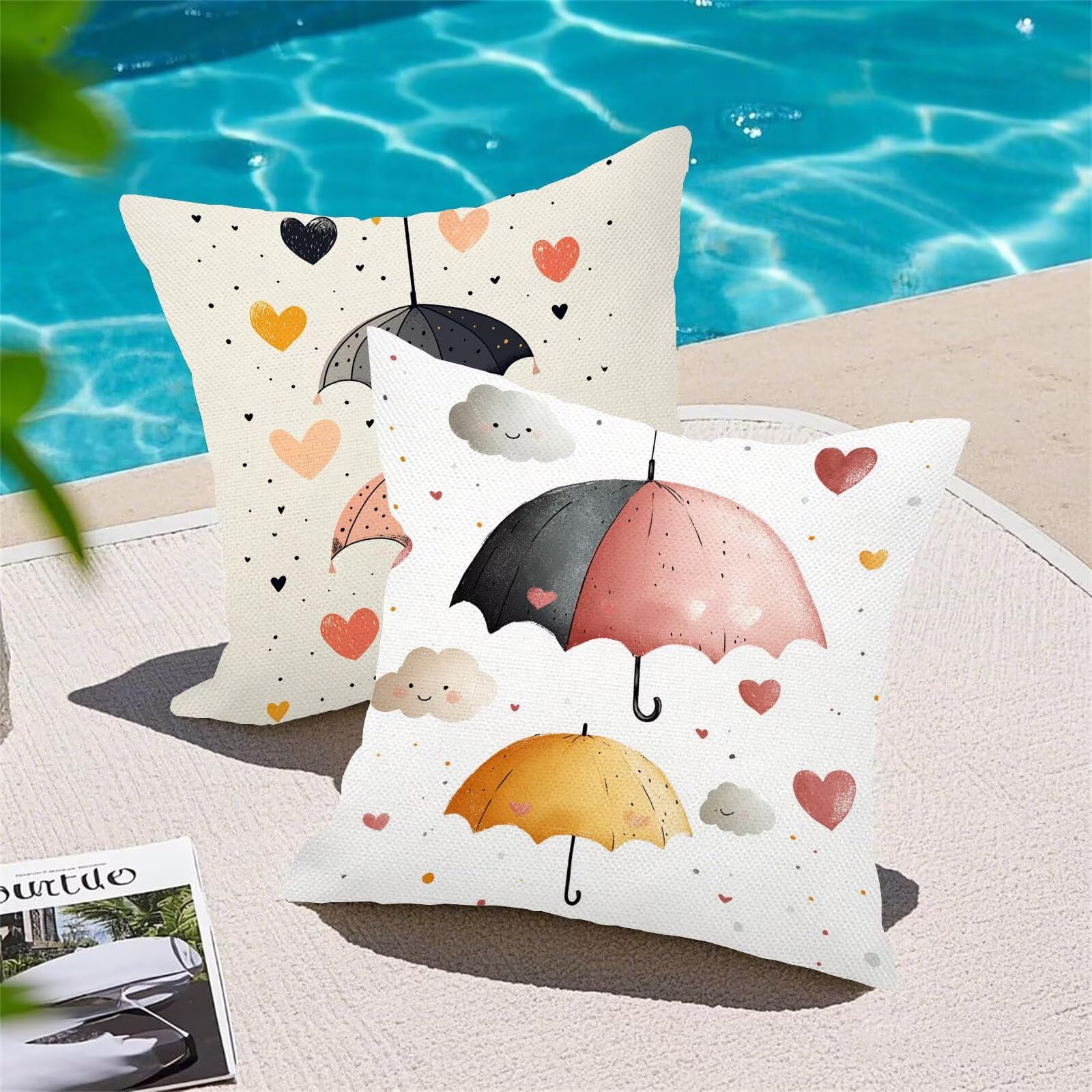 Fundas Cojines 60 x 60 cm Juego de 4 Cojines Exterior, Crema Paraguas Lino Impermeable Sofa Fundas Cojin de para Sofá, Dormitorio, Estar, Jardín, Coche, Decoración Hogar, con Cremallera Oculta m-455