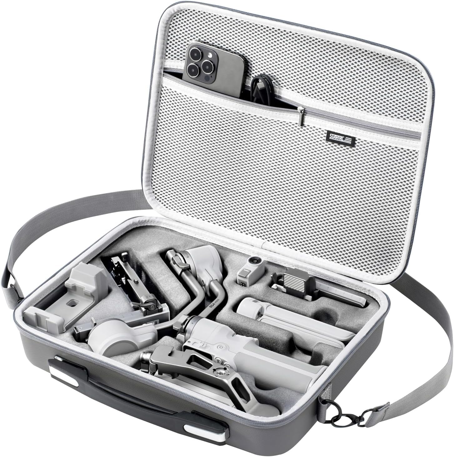 LEQTRONIQ RS 4 Mini Carrying Case, Portable PU Leather Storage Case Travel Shoulder Bag for D J I Ronin RS4 Mini Gimbal Stabilizer and Accessories-image-47