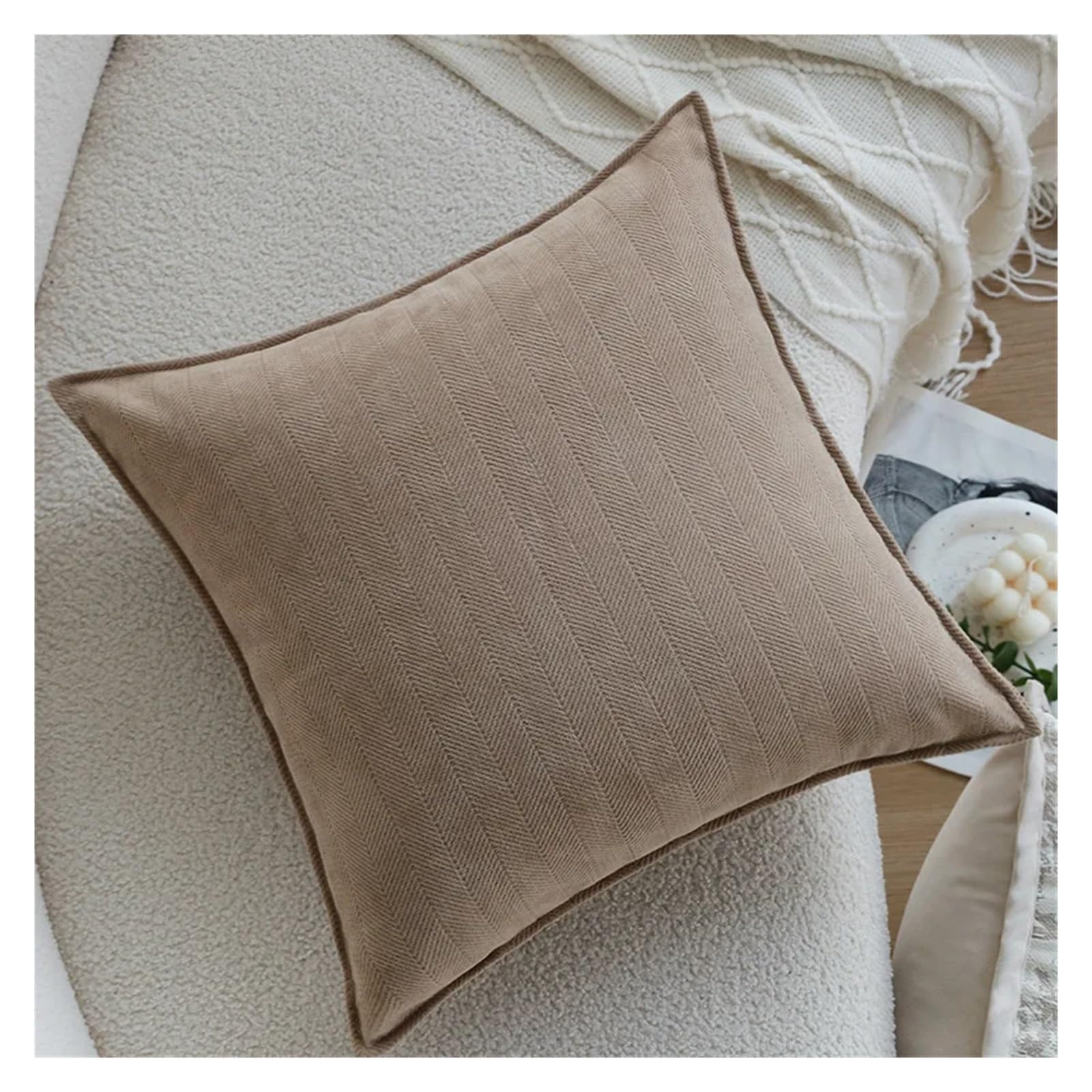 IUVYTA Chenille Pillow Covers Soft Embroidered Throw Pillow Covers Decorative Cozy Chenille Cushion Cases for Couch Sofa(Color 6)