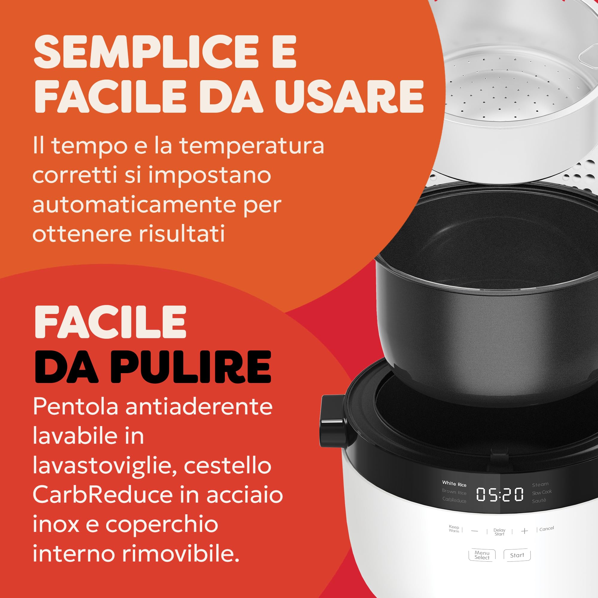 Instant Pot - Cuociriso e vaporiera, 2.8 L (12 tazze) - Con pentola antiaderente lavabile in lavastoviglie, cestello per la cottura a vapore in acciaio inossidabile, misurino, cucchiaio per il riso
