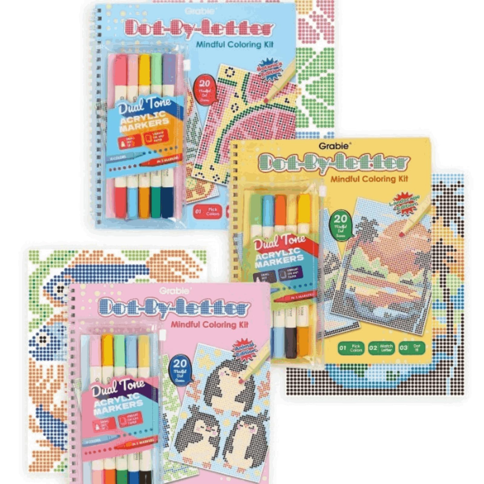 Dot-by-Letter Dot Art Coloring Book for Adults Spiral Bound Book