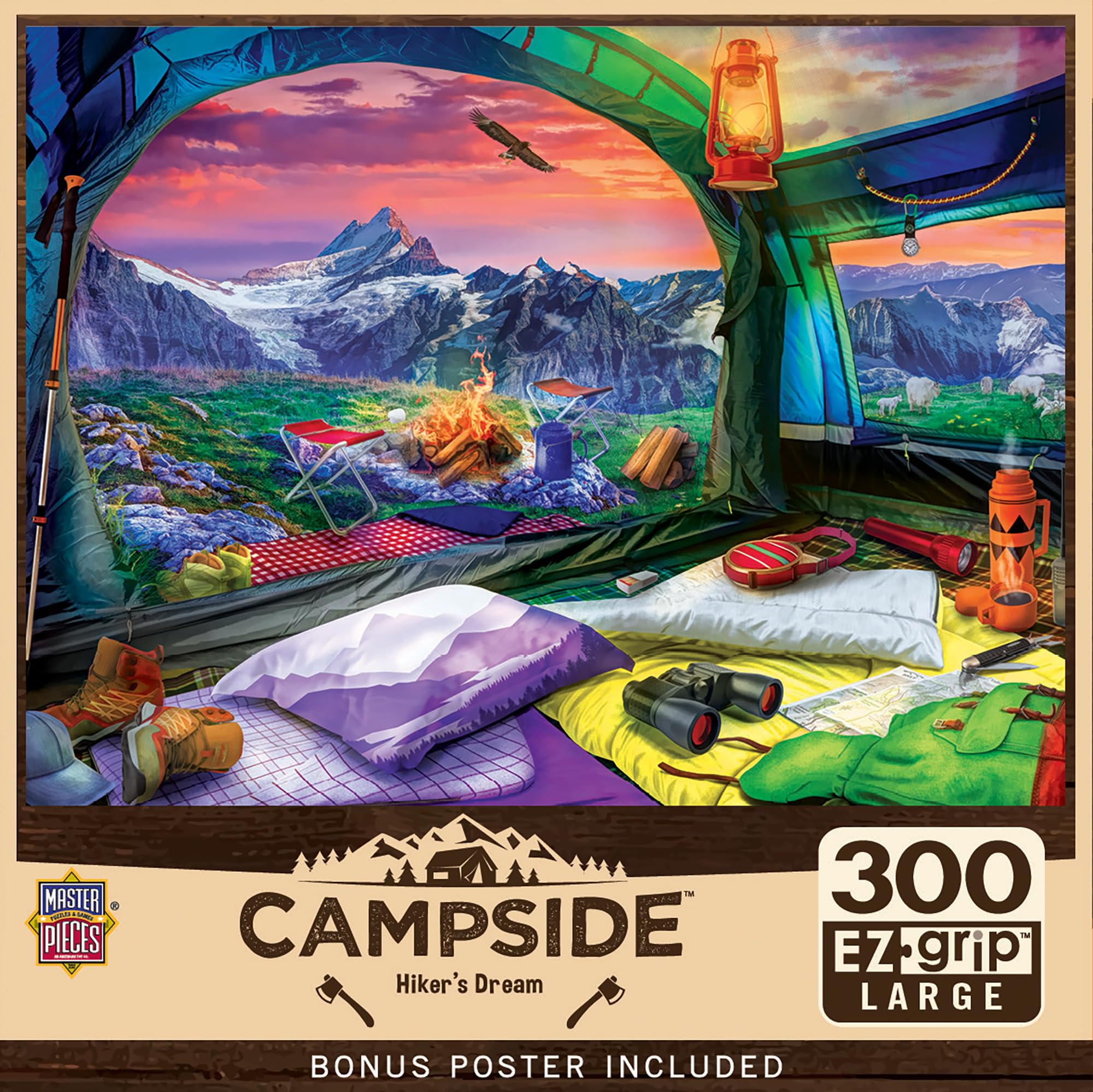 MasterPieces - 300 Piece Jigsaw Puzzle, Large EZ Grip Shapes, Hiker’s Dream, Fun for Adults, Seniors, Family, Kids, Non-Glare Finish, 18"x24"