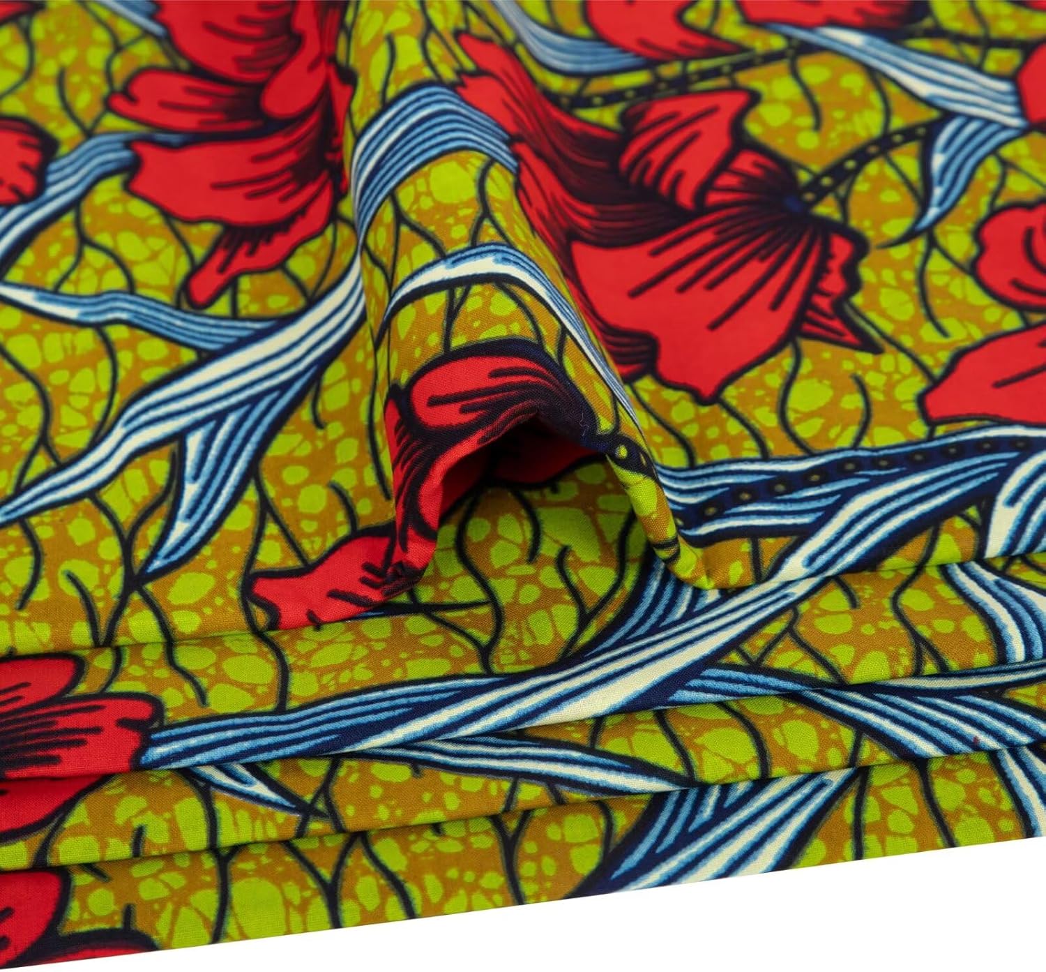 BintaRealWax African Fabric 100% Cotton Kente Cloth 6 Yards African American Ankara Print Wax Fabric for Dashiki Dress