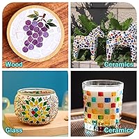 Vista 7 de Lechada de mosaico de 9 onzas, kit de lechada de mosaico con purpurina, arena de cristal transparente, fórmula impermeable, fácil de aplicar