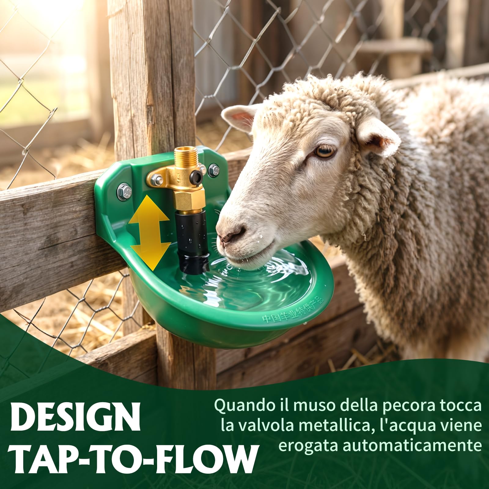 Farm & Ranch - Ciotola automatica per l’acqua per pecore, valvola in rame