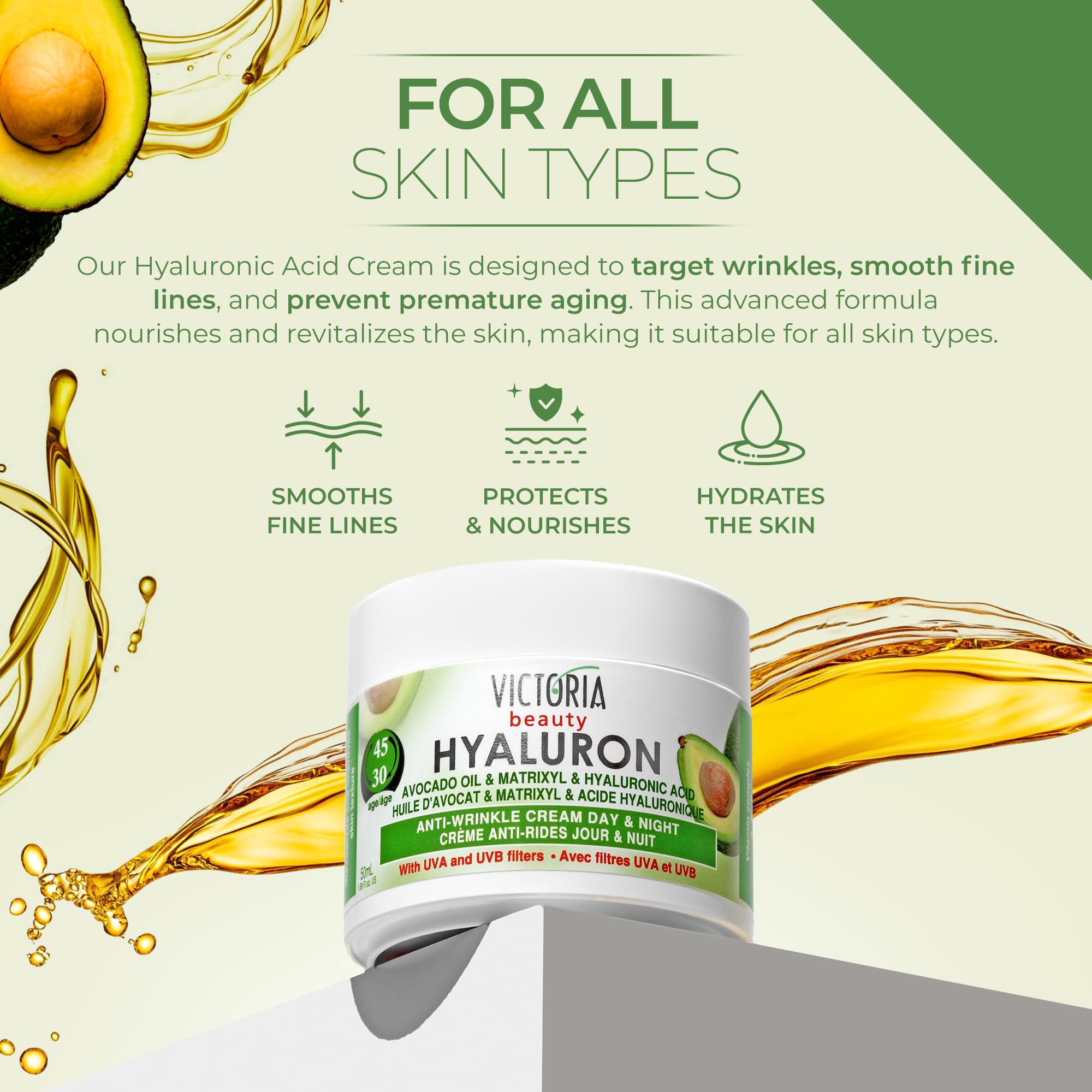 Amazon.com: Hyaluron Anti-Wrinkle Cream with Avocado Oil - for