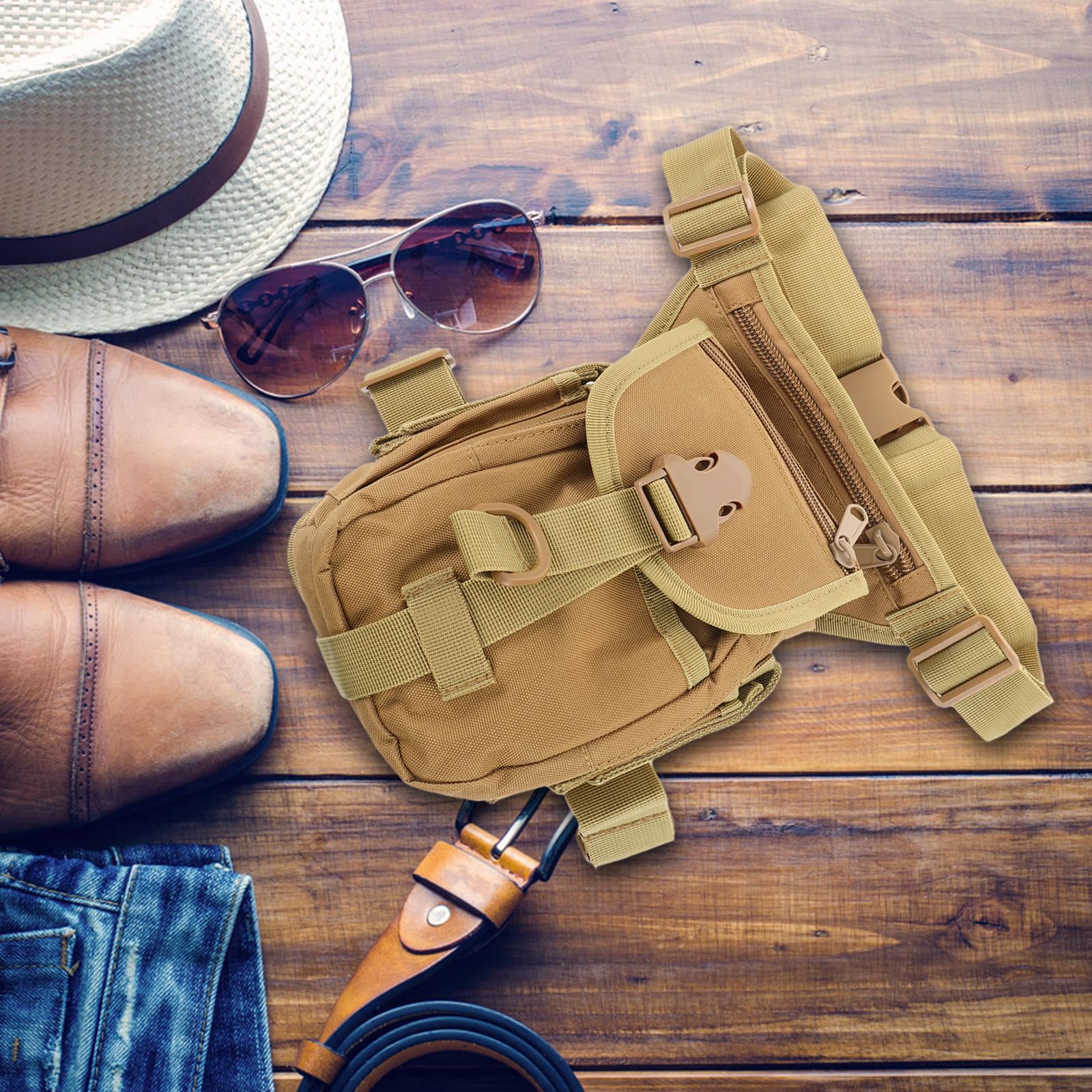 Riñonera para el Muslo: Bolsa para Pierna para Hombres y Mujeres - Bolsa para el Tanque de Motocicleta con Correa - Riñonera para Carreras, Ciclismo, equitación, Senderismo, Camping, Color