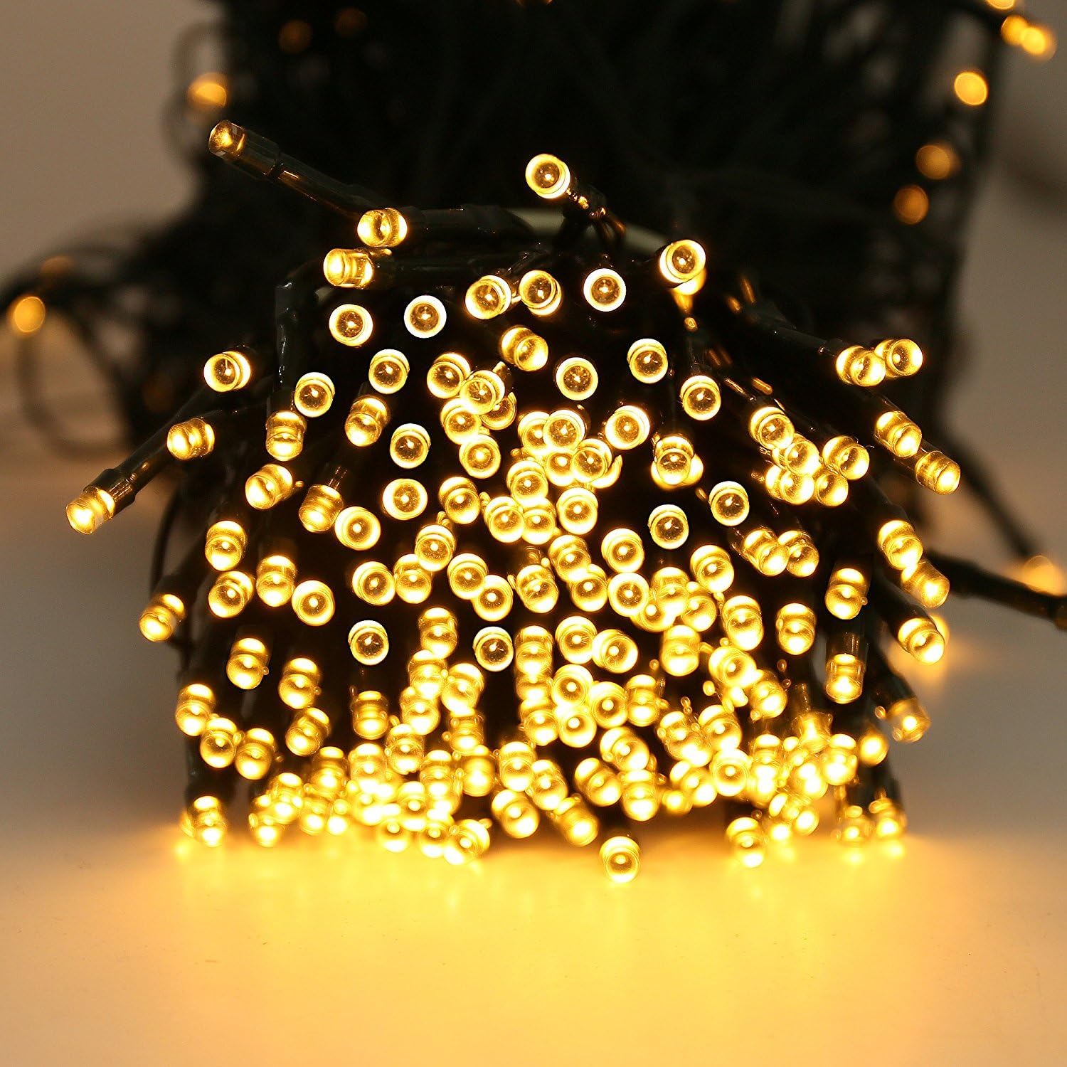 Quntis LED String Lights Battery Operated 40M 300 LED with Timer Function 8 Mode Indoor Outdoor Battery Powered String Fairy Lights Ideal for Wedding Party Christmas Tree- Warm
