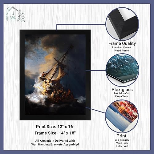 Miniatura 2 de Cabaña perdida Cristo en la tormenta por Van Rjin Rembrandt  Impresión en marco biselado negro  Reproducción de pintura de obras de arte finas