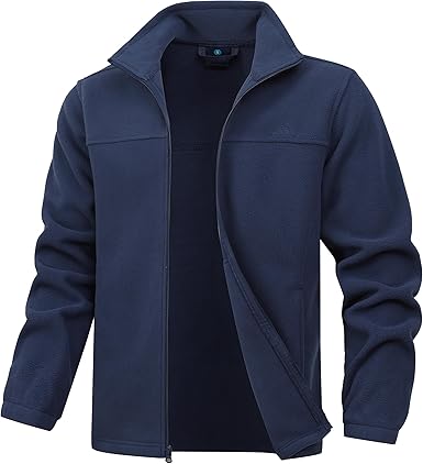 Men's Soft Polar Fleece Jacket with Pockets Lightweight Outdoor Recreation Full Zip Coat