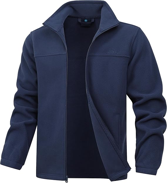 Men's Soft Polar Fleece Jacket with Pockets Lightweight Outdoor Recreation Full Zip Coat