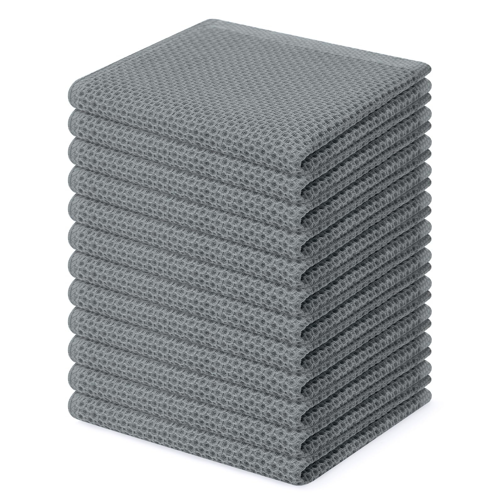 Homaxy 100% Cotton Waffle Weave Kitchen Dish Cloths 12-Pack, Grey