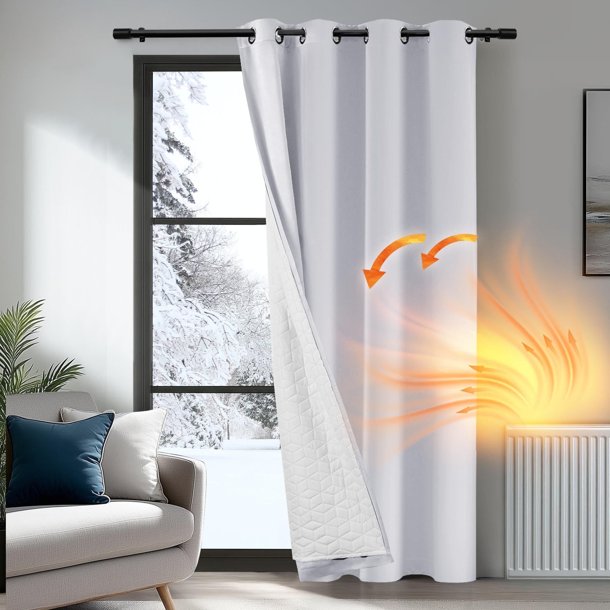 Deconovo Cortinas Termicas Aislantes Frio y Calor para Salon Dormitorio de Opacas 1 Pieza 132x214cm Gris Perla Global Recycled Standard OEKO-TEX STANDARD 100 Global Recycled Standard Global Recycled Standard