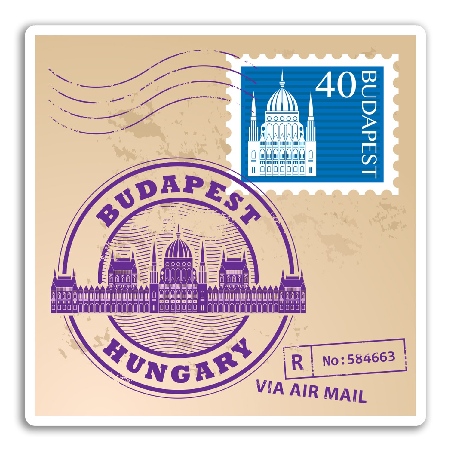 Destinationvinyl Multi 2 X Budapest Hungary Vinyl Stickers - Luggage Holiday Travel Laptop #10947 (Vinyl Sticker, 10Cm Wide)