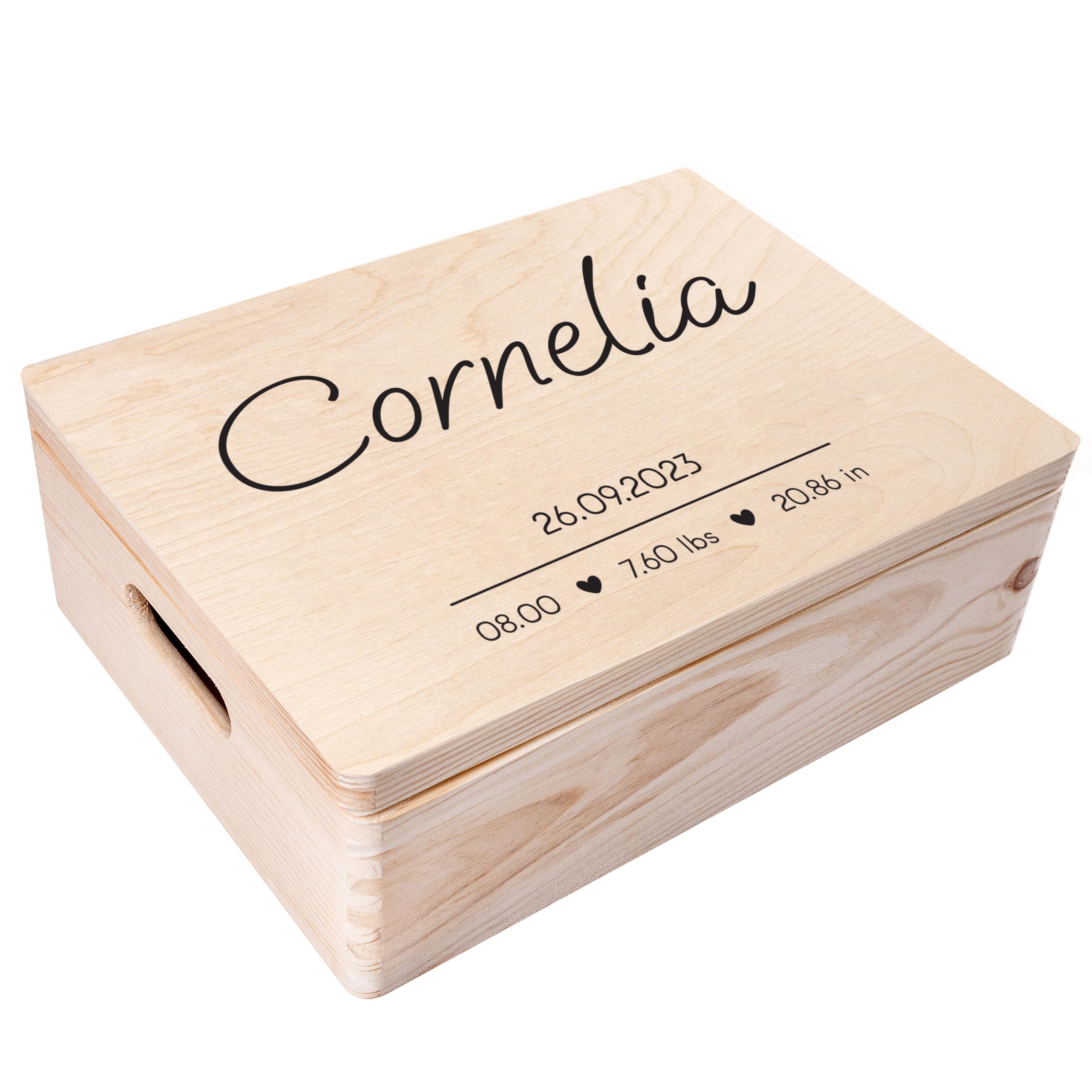 Creative Deco Personalised Baby Memory Box - Heart | Custom Keepsake Boxes