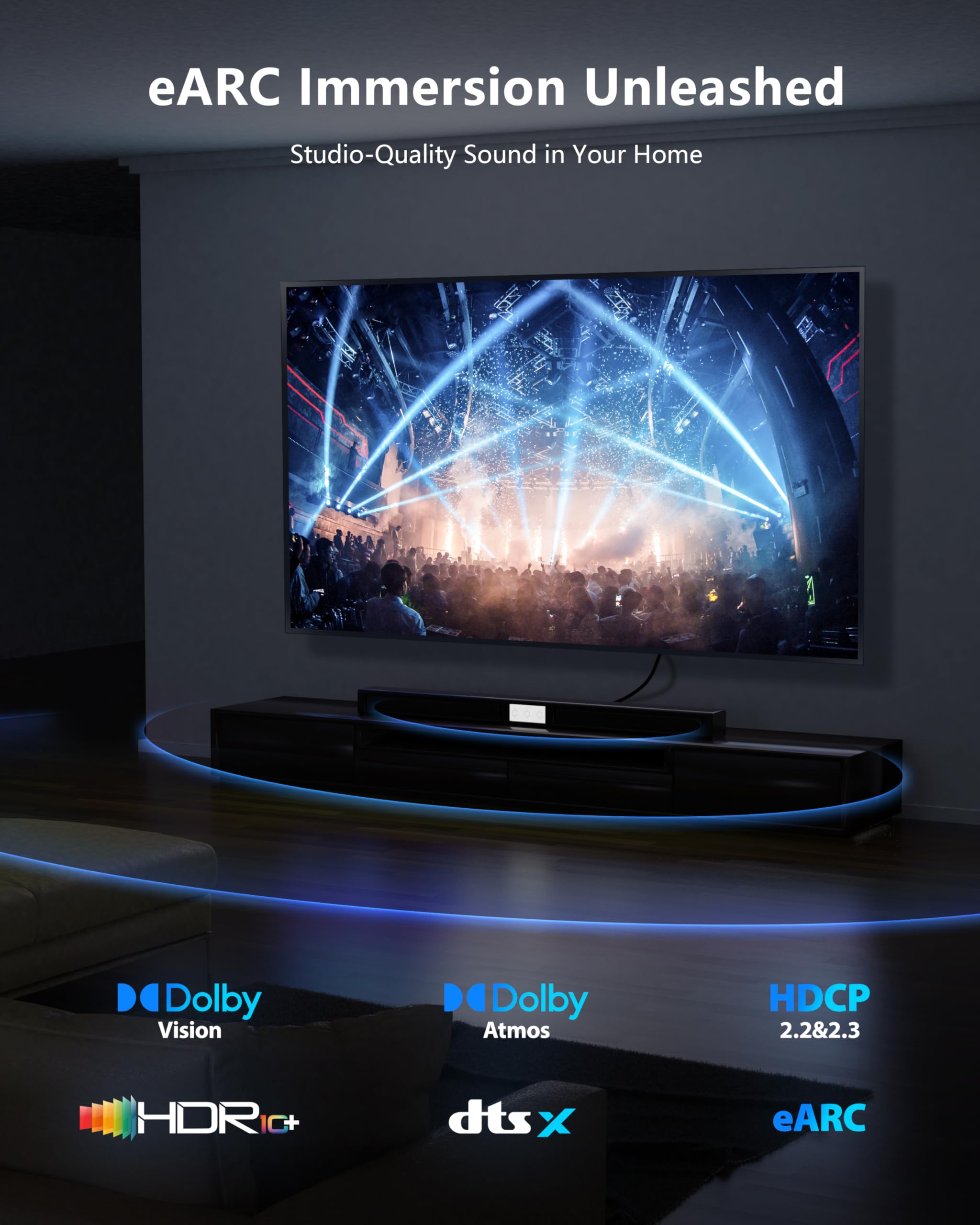 CONMDEX 16K HDMI 2.2 Cable 2M — Designed for Stable High-Bandwidth Connections | 96Gbps Headroom, 8K@120Hz 144Hz / 4K@240Hz, eARC, HDR & VRR | Gaming Consoles, Graphics Card, TVs, Monitors & Soundbars - 3