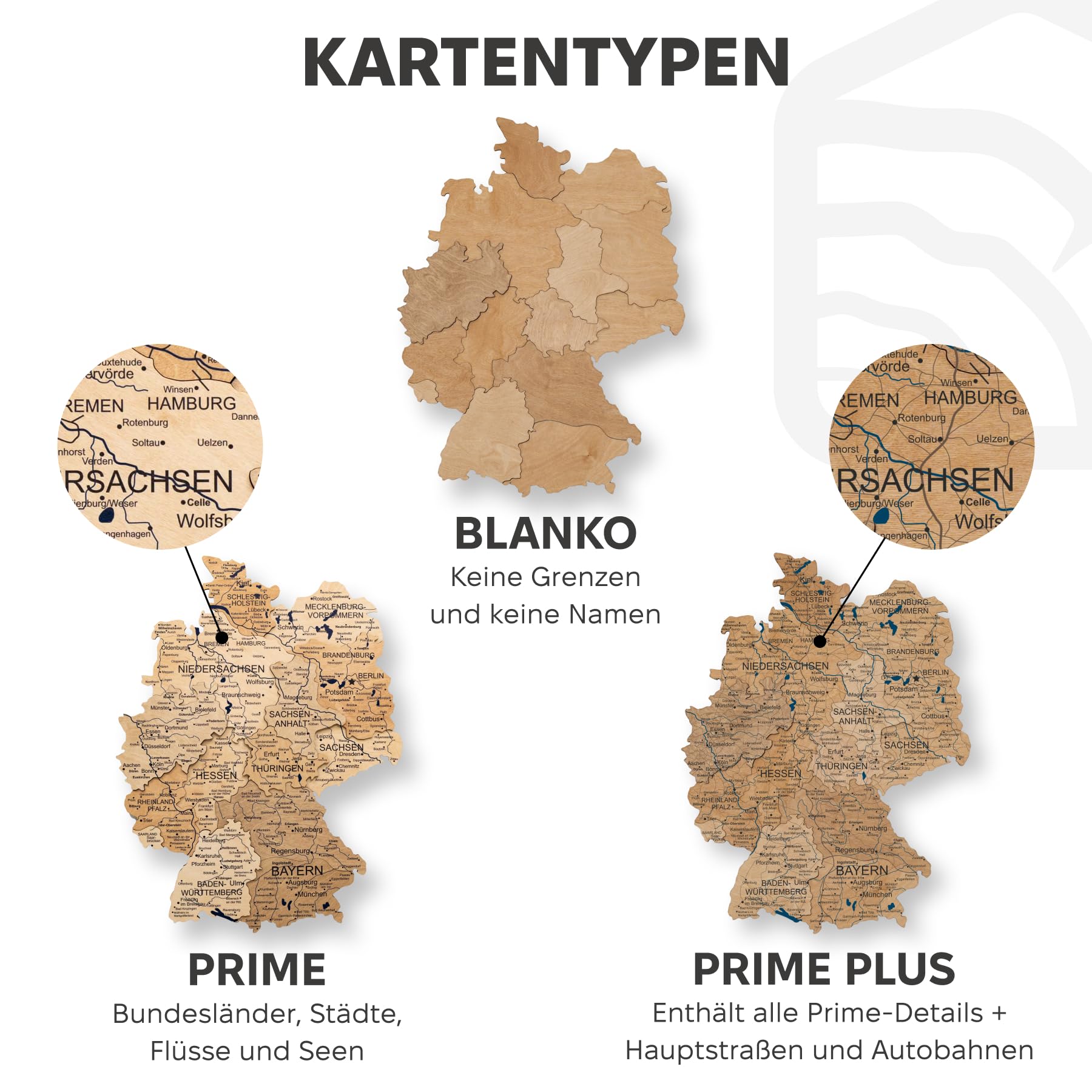 Enjoy The Wood 3D Holz Deutschlandkarte Pinnwand Geschenkidee für Reisende Deutschland Karte zum Pinnen Wandbild Landkarte Deutschland für Wanddeko & Reisen (Gold, S)