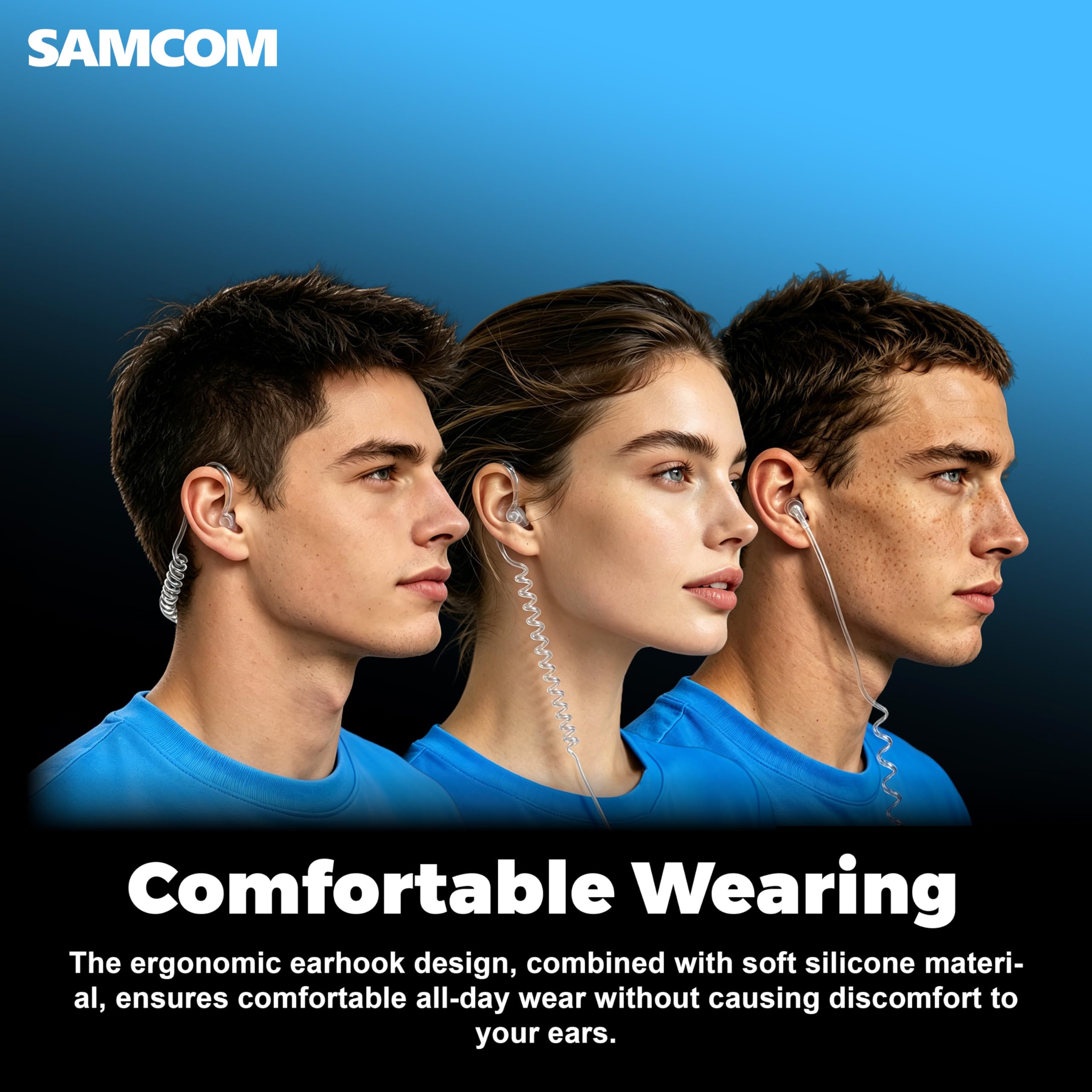 SAMCOM Walkie-Talkie SM008 - Auricolari a tubo acustico con microfono, per radio bidirezionali FPCN30A, FPCN10A, FPCN20A, spina a 2 pin, compatibile con radio Kenwood a 2 vie (confezione da 10)