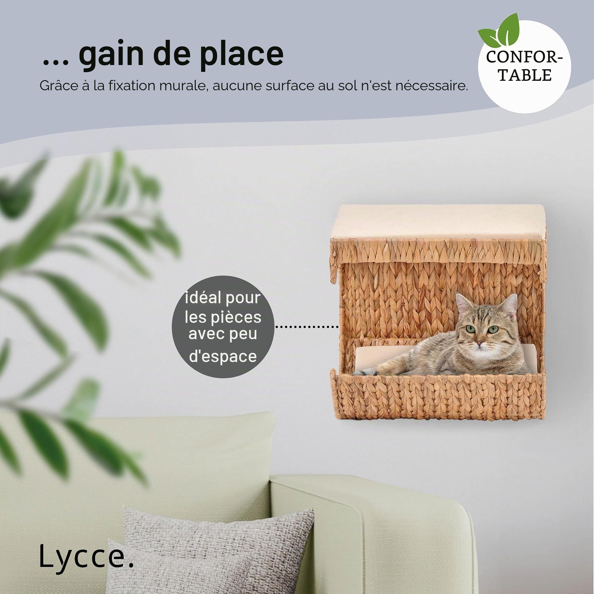 Panier mural pour chat en jacinthe d'eau