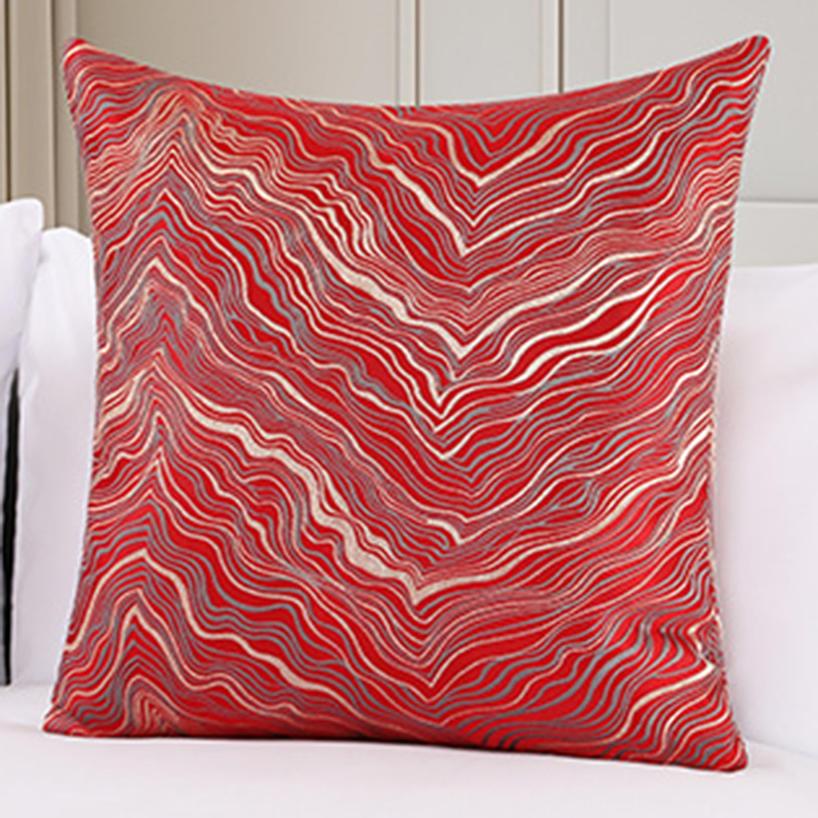 Ttiiloe Red Cushion Cover With Core, Pillow Polyester Car Seat Cushion For Sofa Chair Bed Couch, 45 * 45Cm