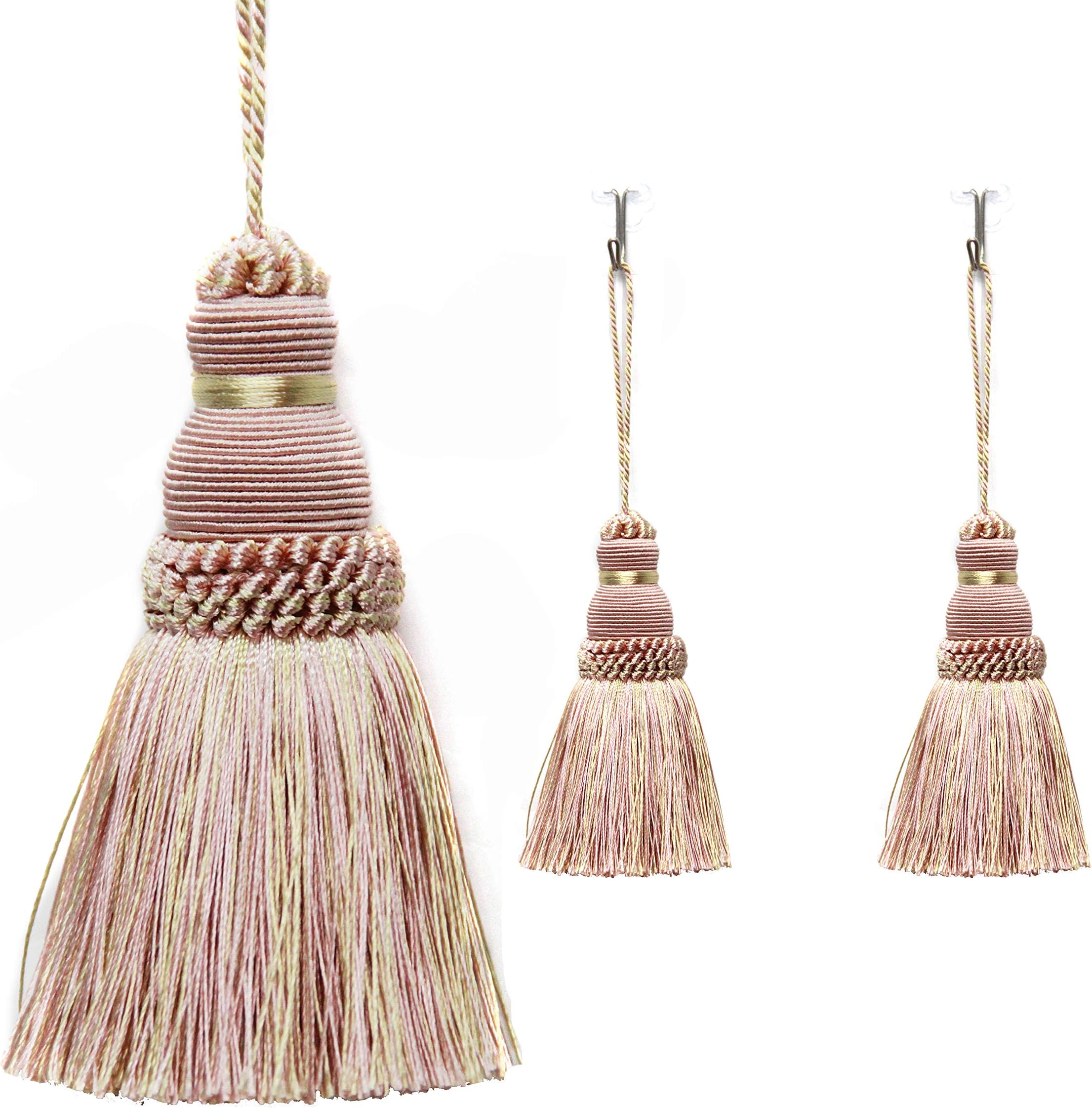 Fenghuangwu Colorful Tassel Key Tassel DIY Accessories for Curtain and Home Decoration-Mix pink-2PCS