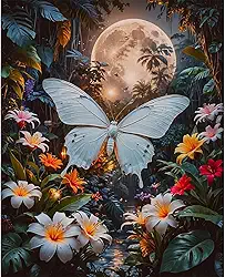 Kits de pintura por números para adultos, borboleta branca, faça você mesmo, pintura a óleo por números, para adultos iniciantes em tela para decoração de parede de casa, presentes de aniversário de