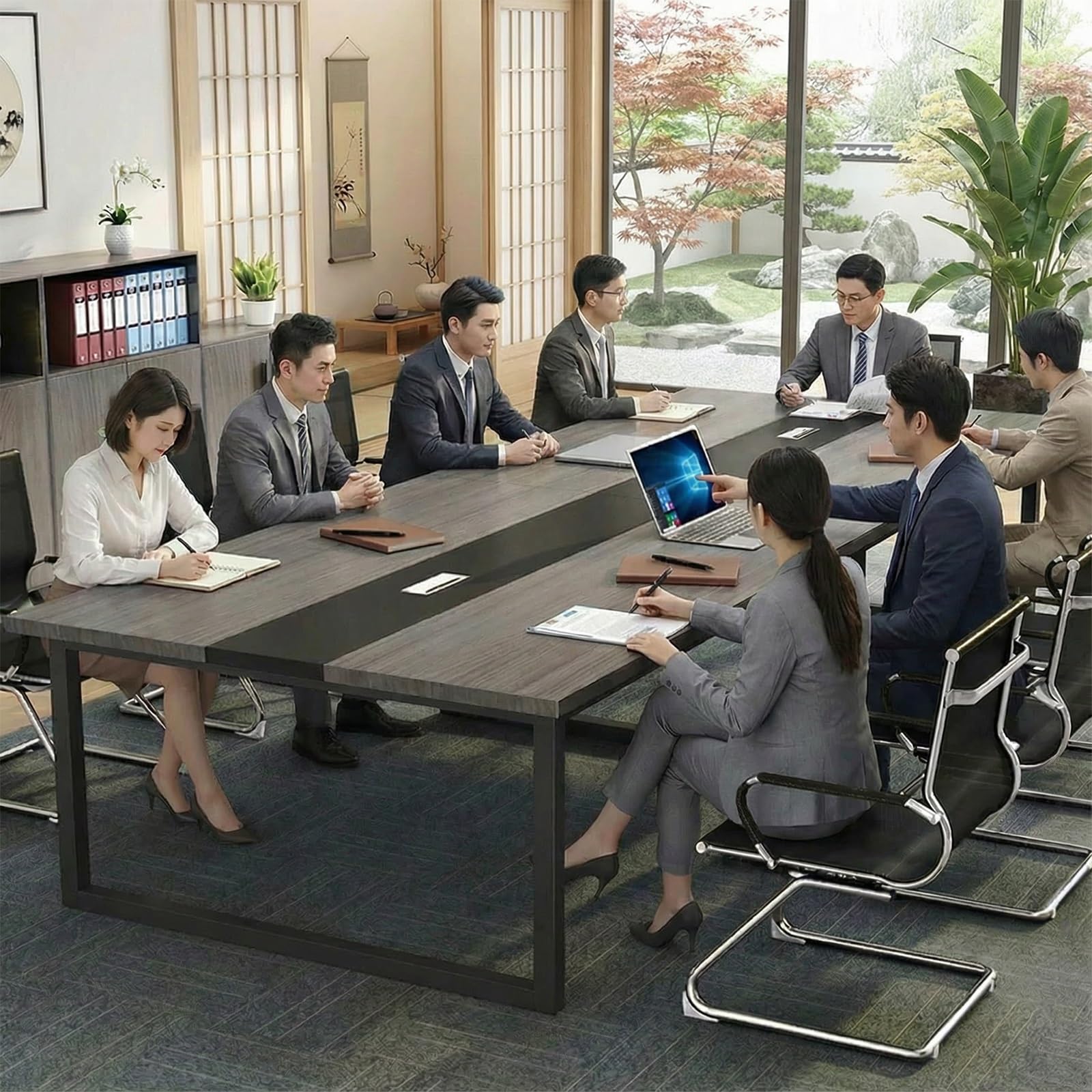 Amazon.co.jp: FKTEVETI 会議用テーブル ミーティングテーブル 大型 長