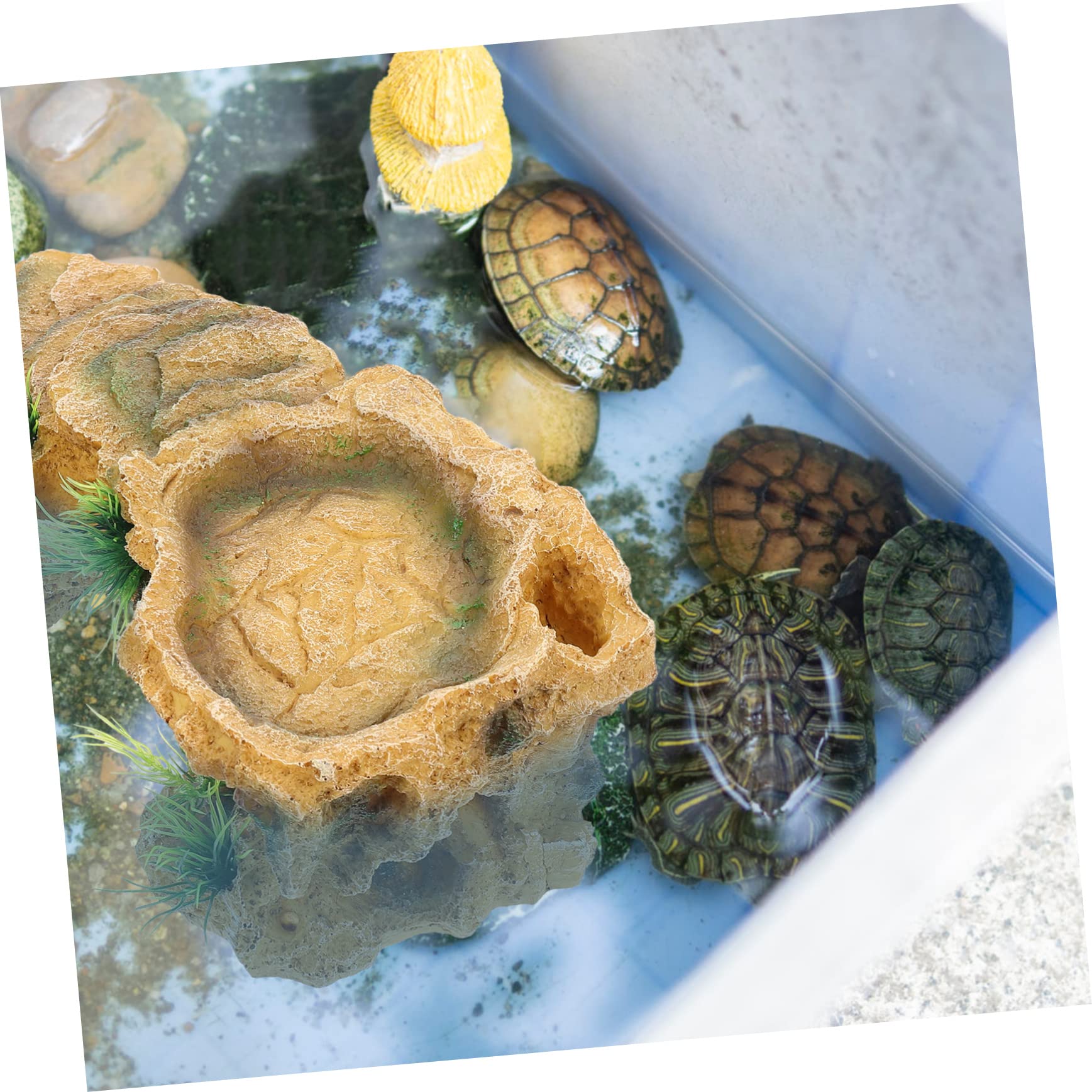 POPETPOP Decoración Terrario Refugio para Tortugas de Resina Escondite Seguro y Plataforma Adecuada para Hábitat de Tortuga y Reptiles en Terrario
