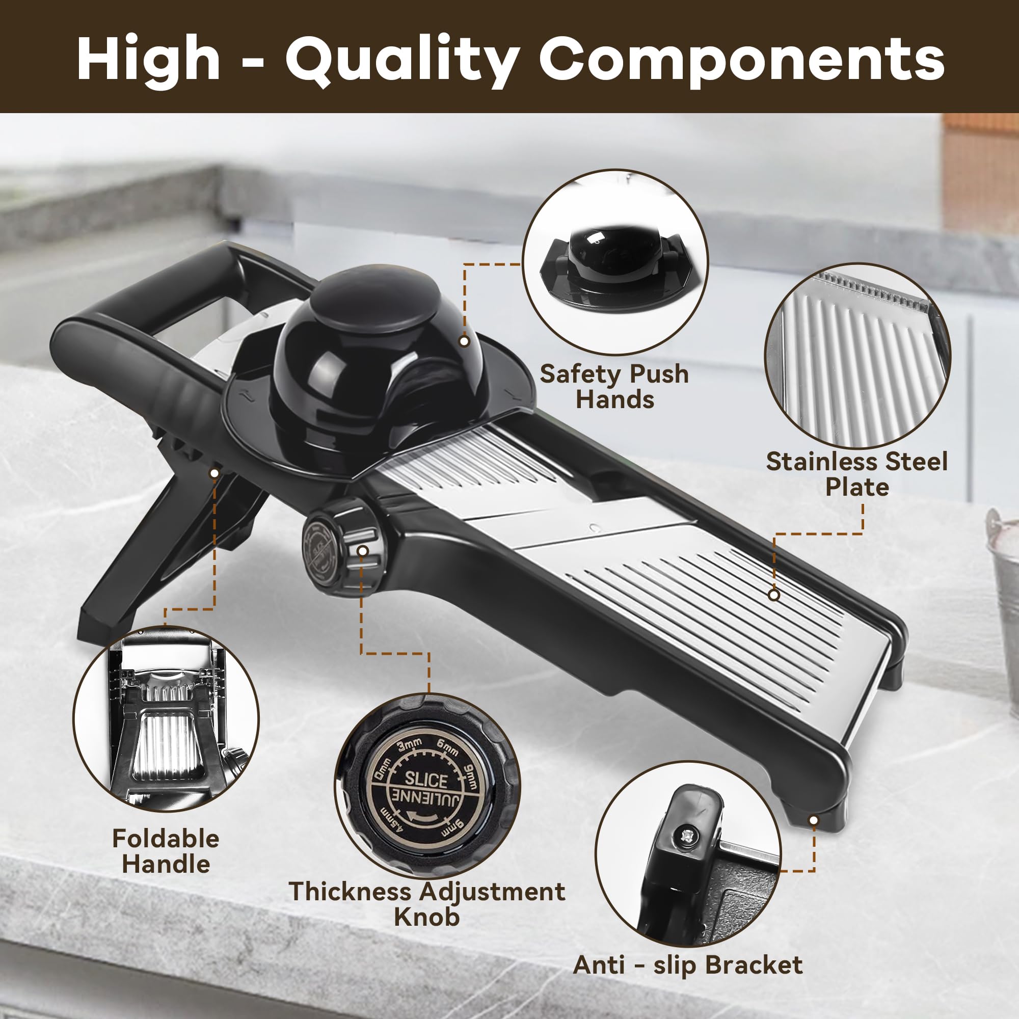 NIOSAVM Mandoline Slicer,mandoline slicer for kitchen,commercial mandolin Potato Slicer,Vegetable Slicer,French Fry Cutter, Stainless Steel Vegetable Chopper,Cut - Resistant Gloves