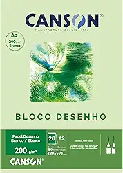 CANSON Tecnica, Papel para Desenho em Bloco, Gramatura 200 g/m², Tamanho A2, Cor Branco