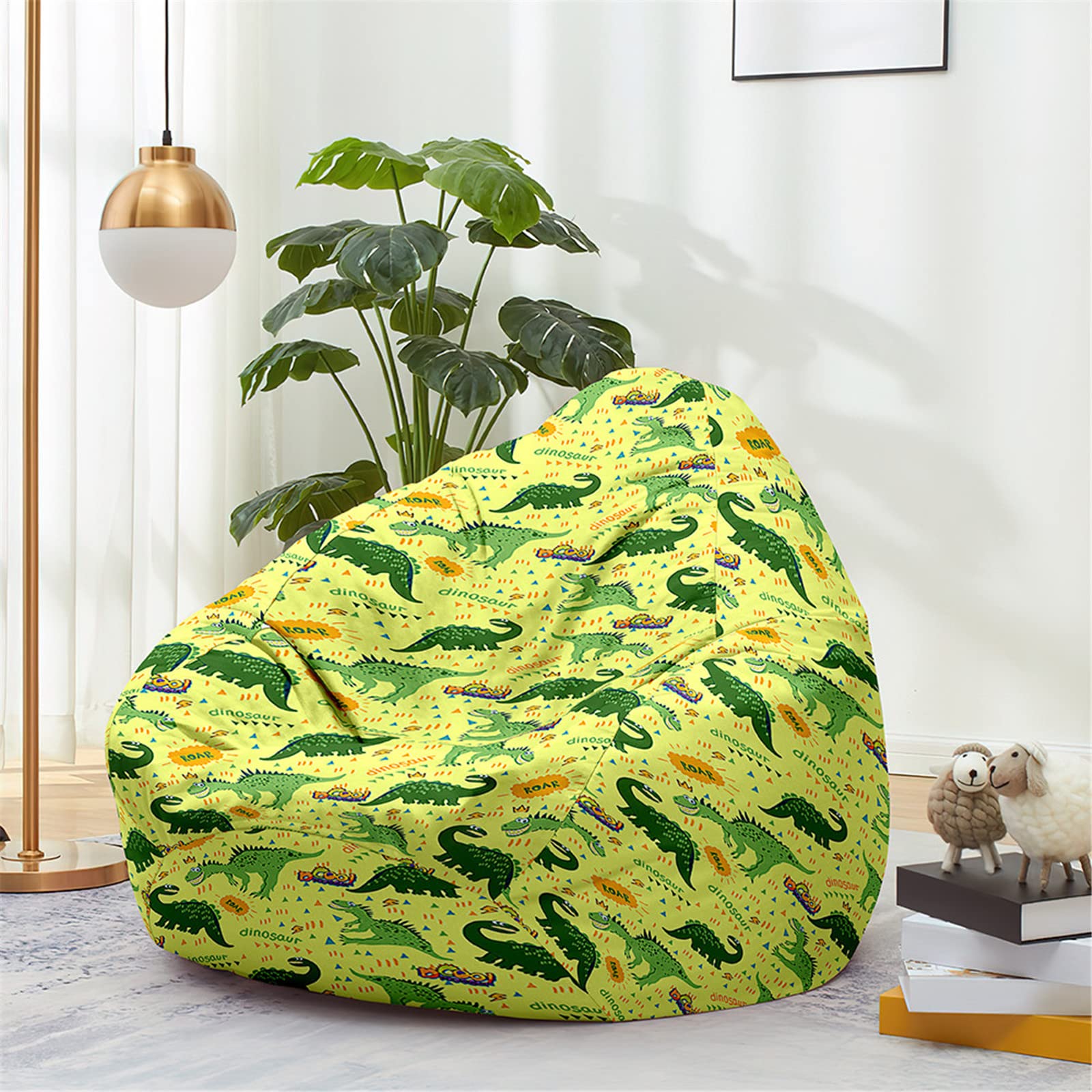 Treer Fodera per Pouf a Sacco per Adulti e Bambini, Dinosauro Stampa