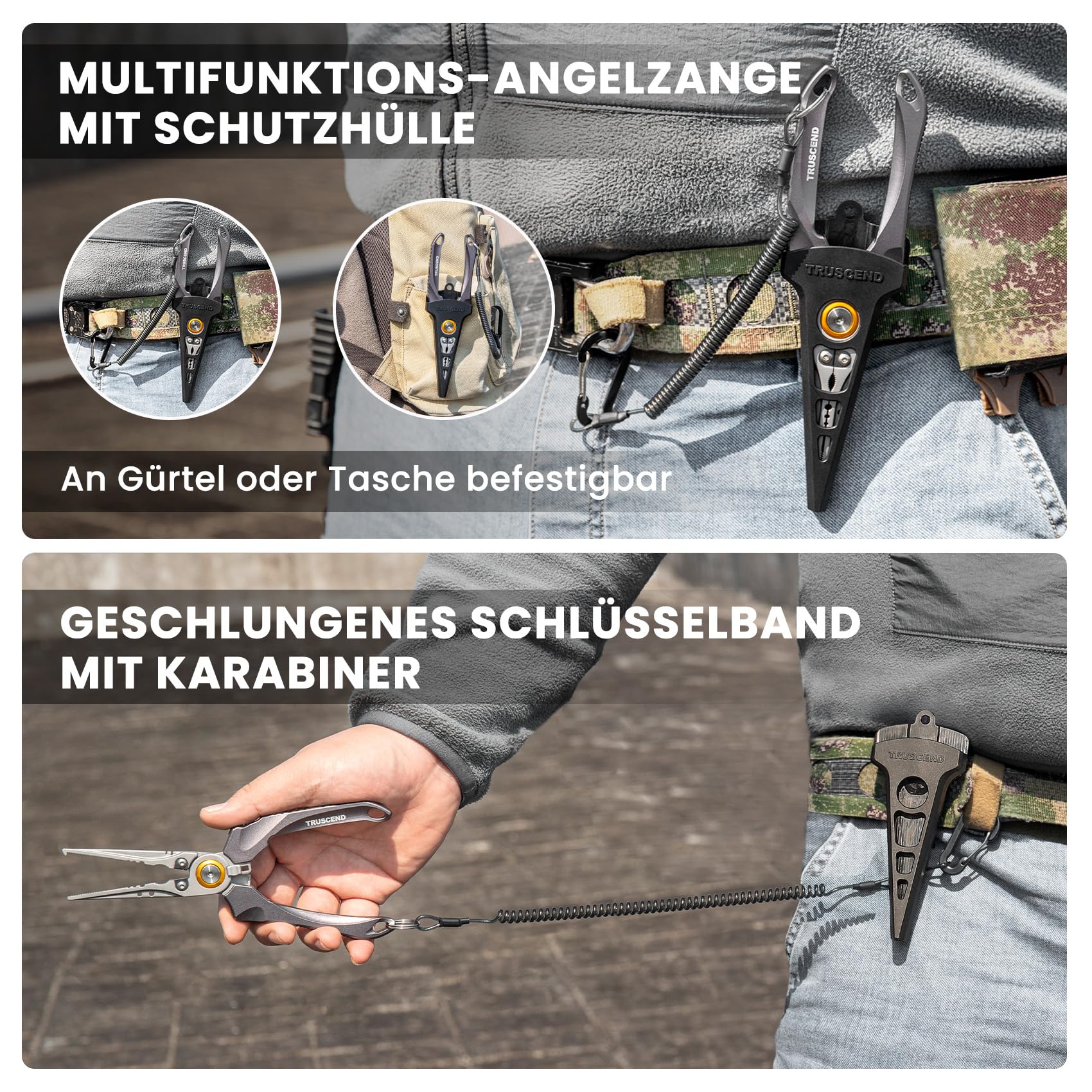 TRUSCEND Angelzange, Haken Lösezange, Hakenlöser Angelzubehör Multifunktionale Angeln Zangen Linie Cutter Angelschere, Aluminium/Edelstahl Angelzange Salzwasser, Angeln Geschenke für Männer