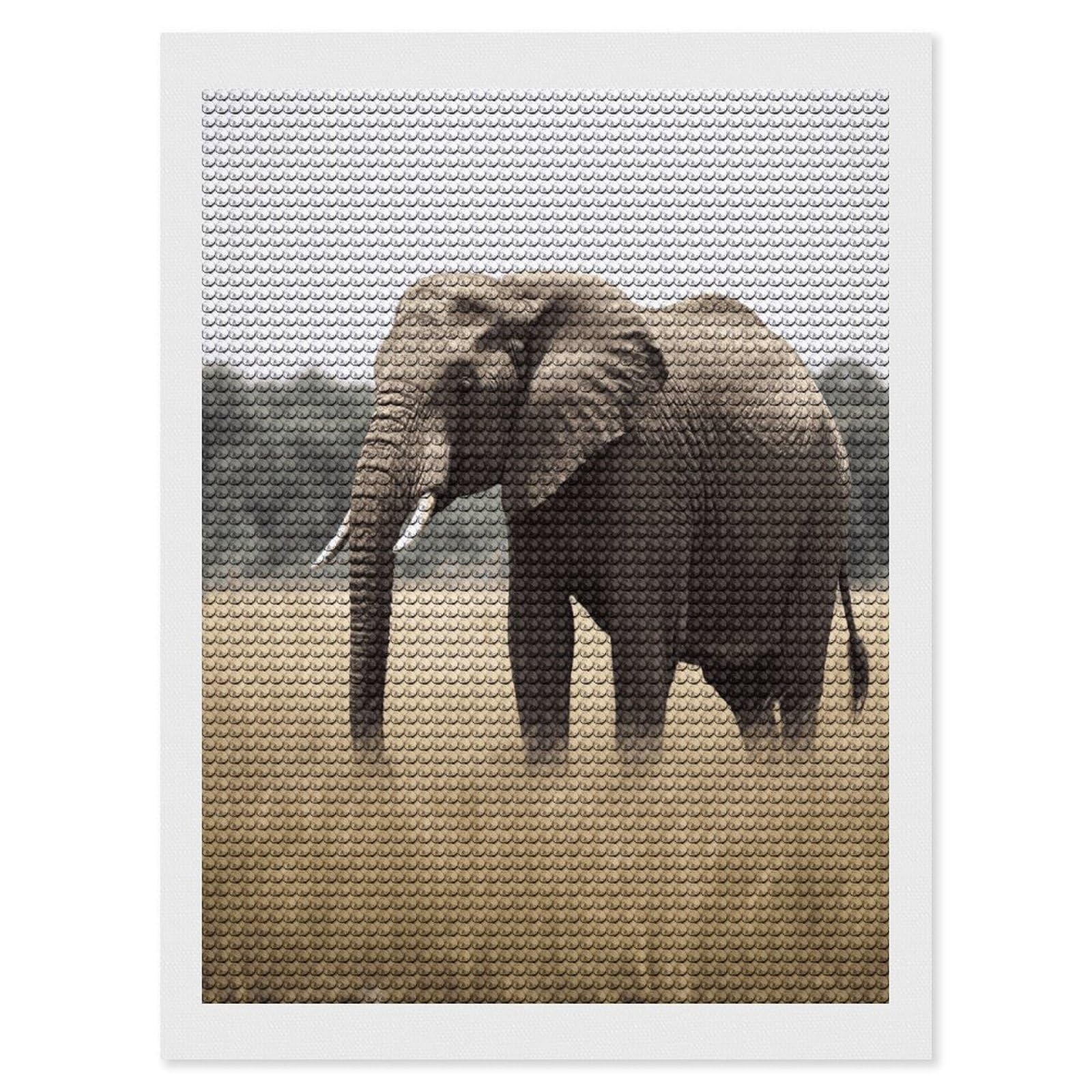 Elephant Diamond Art Kits for Adult Round Full Drill Diamond Dots Paintings for Beginner Picture Art DIY Diamond Painting Kits 5D Diamond Art Painting for Home Wall Decor 12"x16"