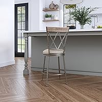 Vista 15 de Hillsdale Stewart Taburete giratorio para interiores y exteriores, peltre envejecido