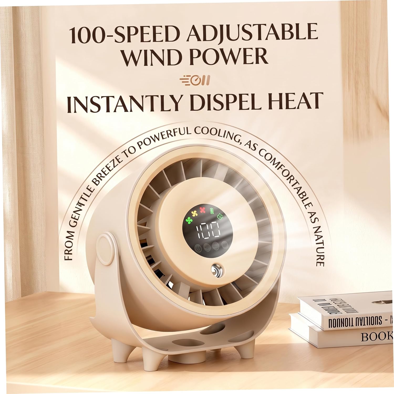 Mini Portable Air Conditioner, 100-speed Evaporative Portable Air Cooler With Humidifier, Light Brown
