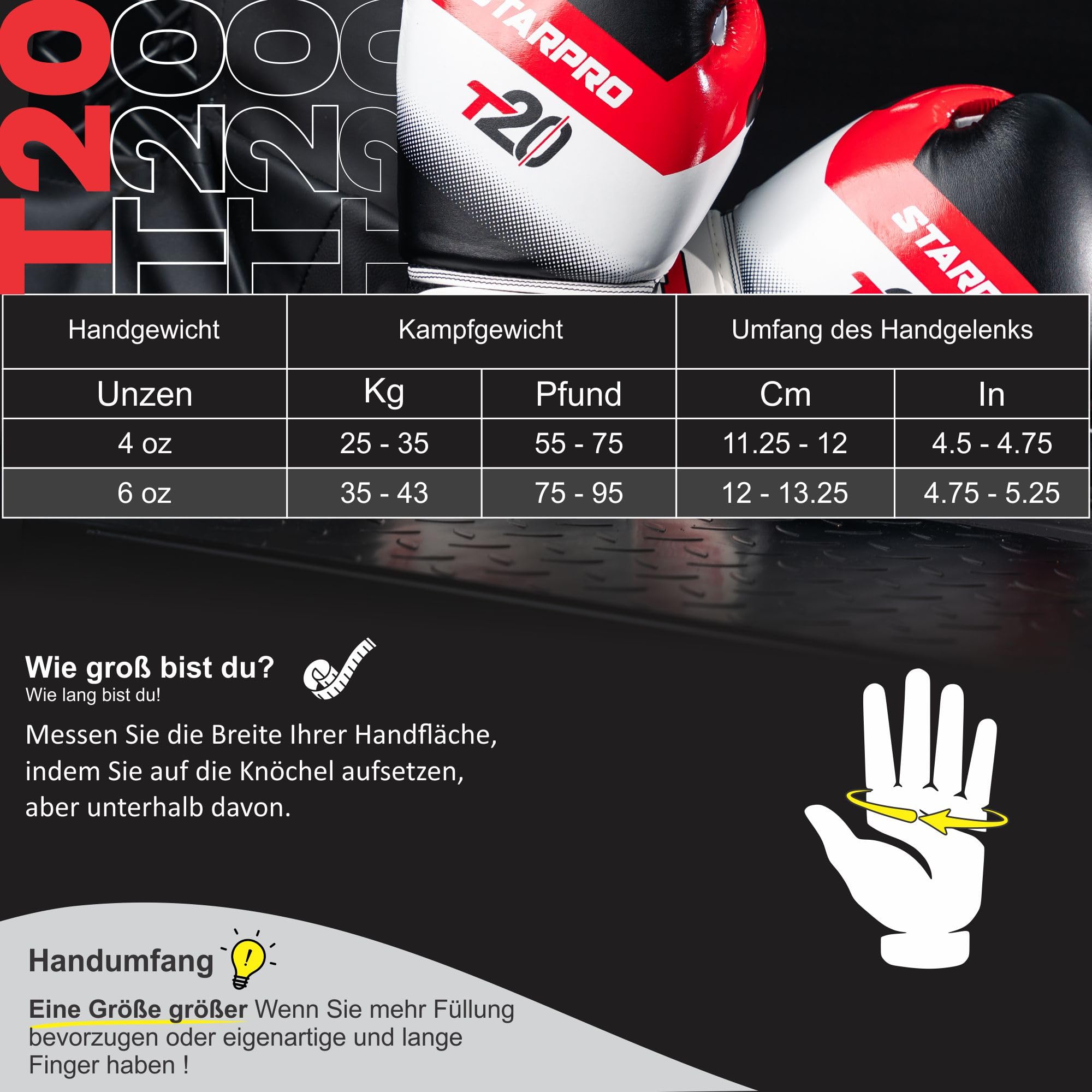 Starpro T20 Boxhandschuhe Kinder für kleine & zarte Hände - Kinder Boxhandschuhe 6 Jahre 10 Jahre, Box Handschutz Kinder, Kinder Box Set