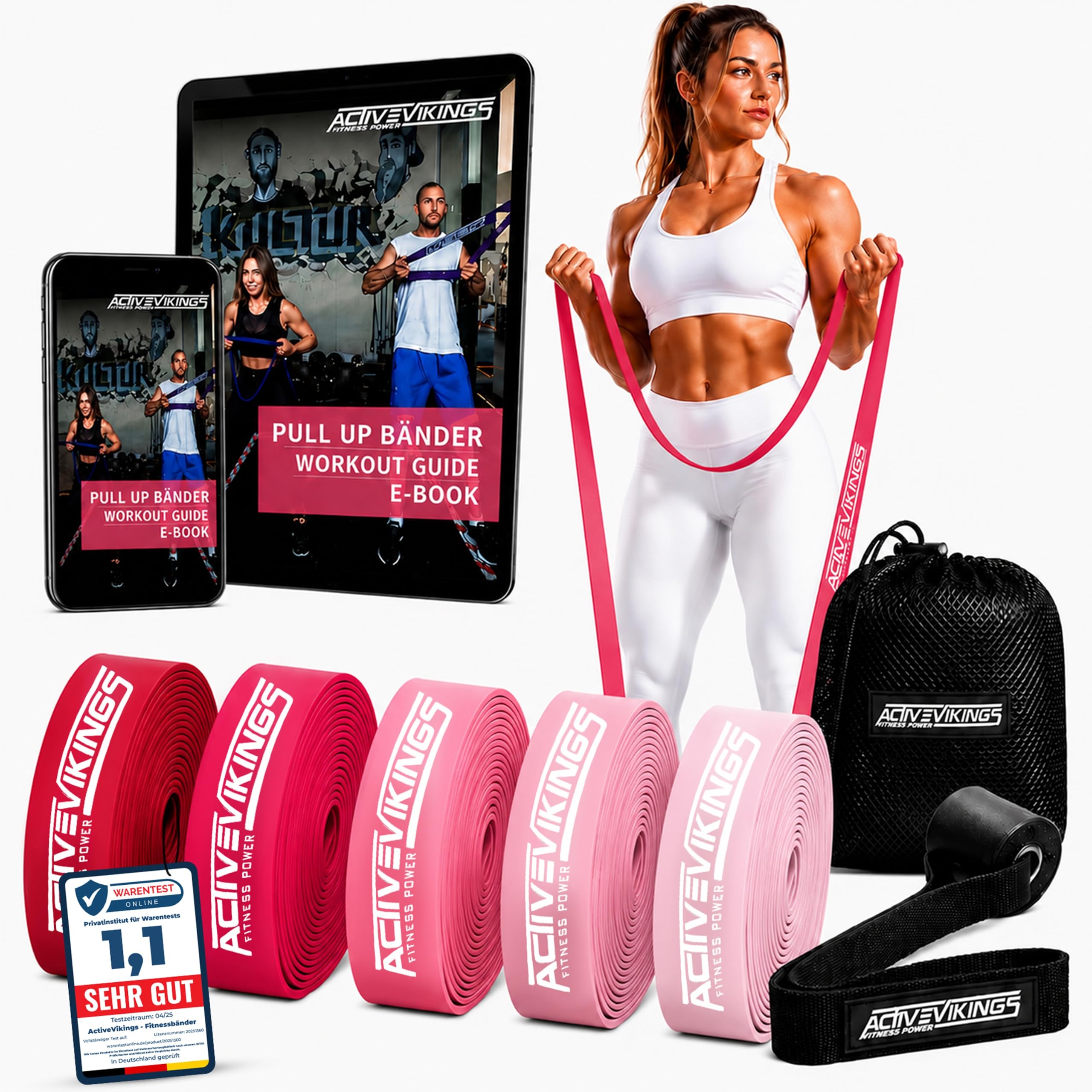 Valkyrie Edition PULL UP - Fasce elastiche per il fitness - Set ideale da 5 - fascia in tessuto per cintura di sicurezza