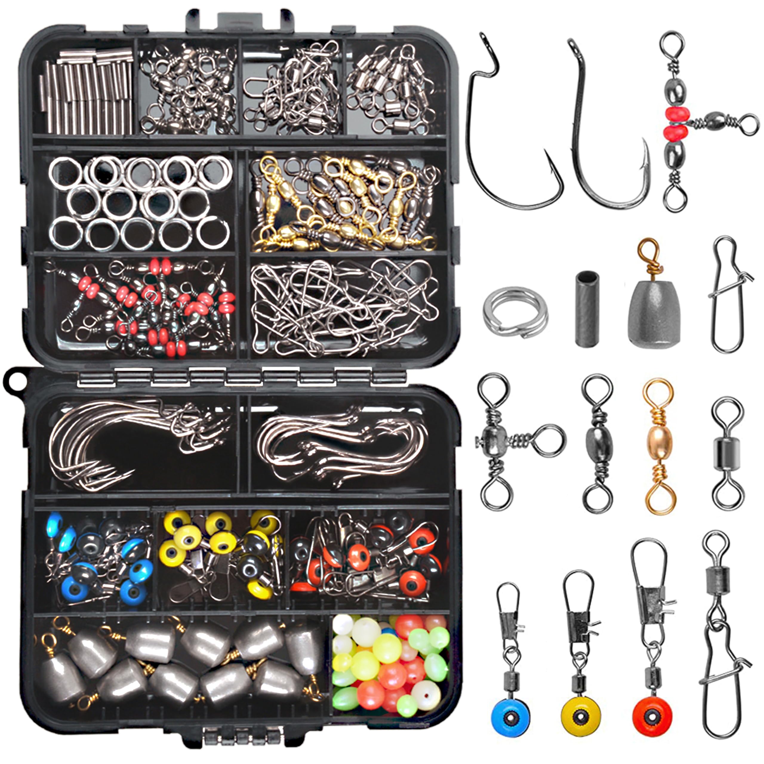 SILANON Kit Girelli E Scivoli Per Lenza Da Pesca | 30 Pezzi Con Ganci A Scatto In Acciaio Inox | Test 50-100 Lb, Per Pesca In Mare E Acqua Dolce